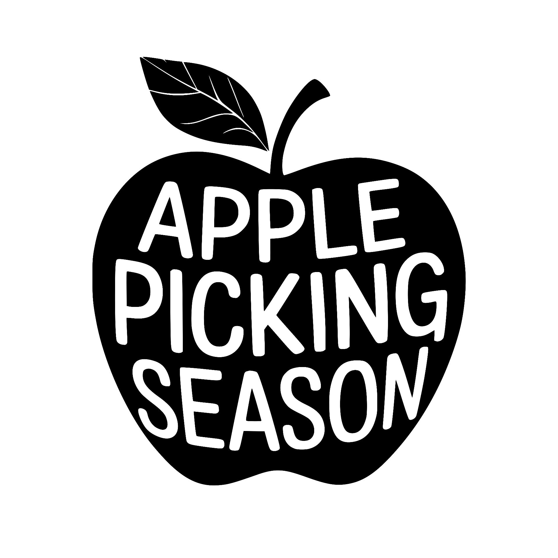 Apple silhouette with Apple Picking Season text
