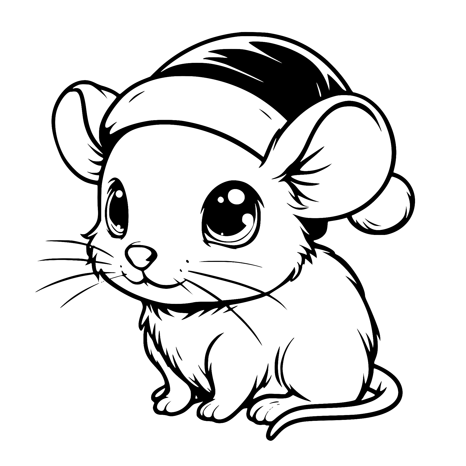 Adorable mouse wearing a Santa hat