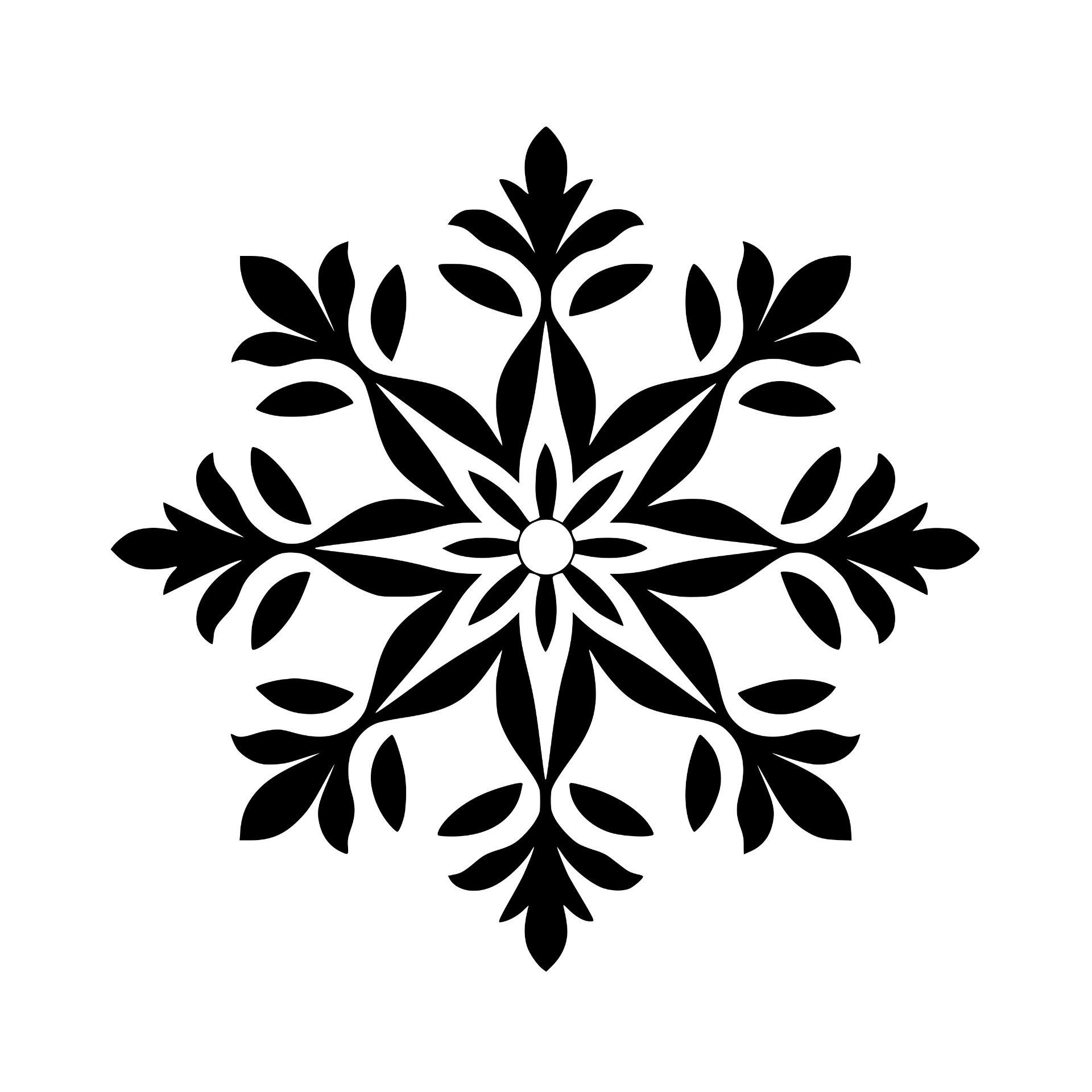 Floral leaf-patterned snowflake design