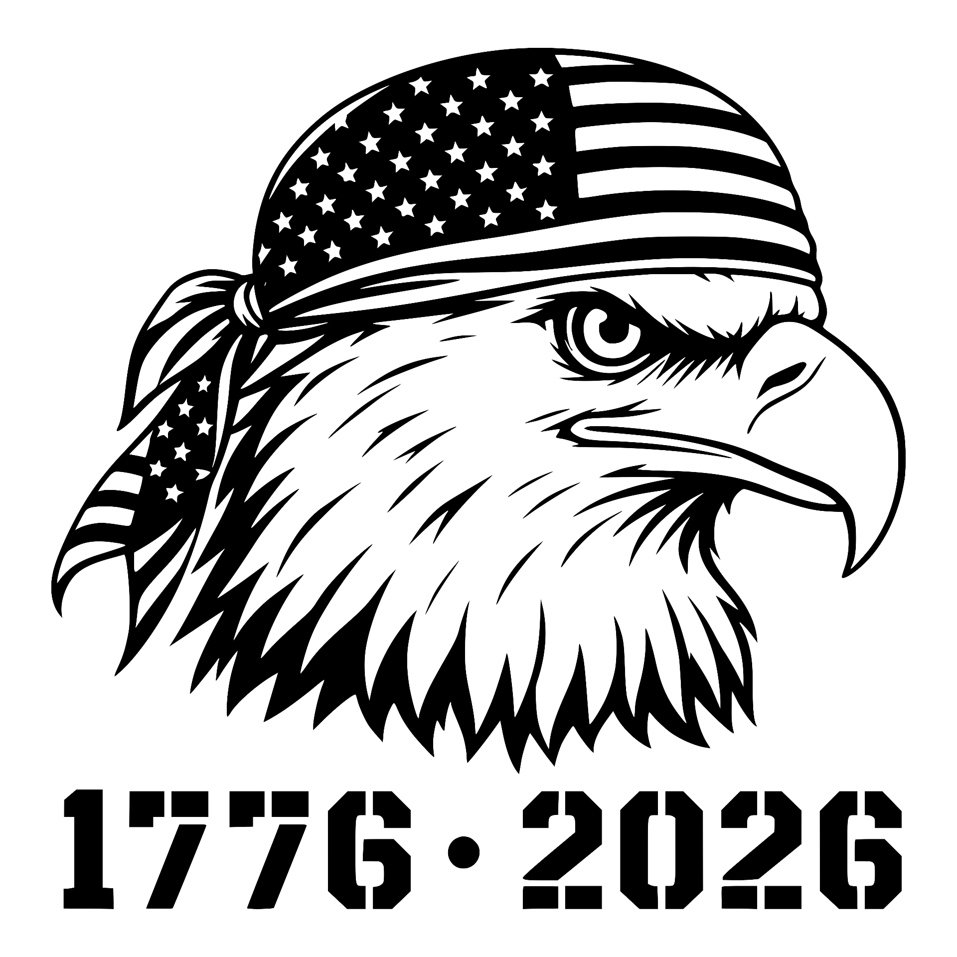 Eagle wearing American flag bandana 1776-2026