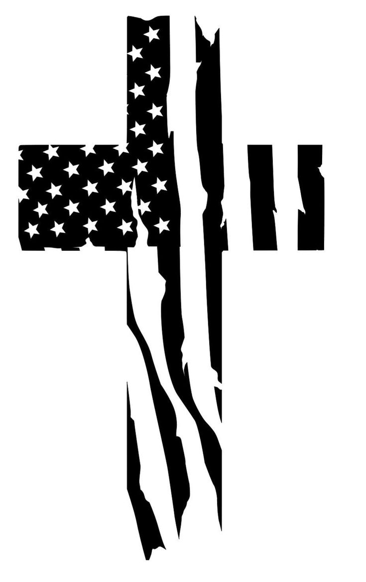 Distressed American flag in the shape of a cross
