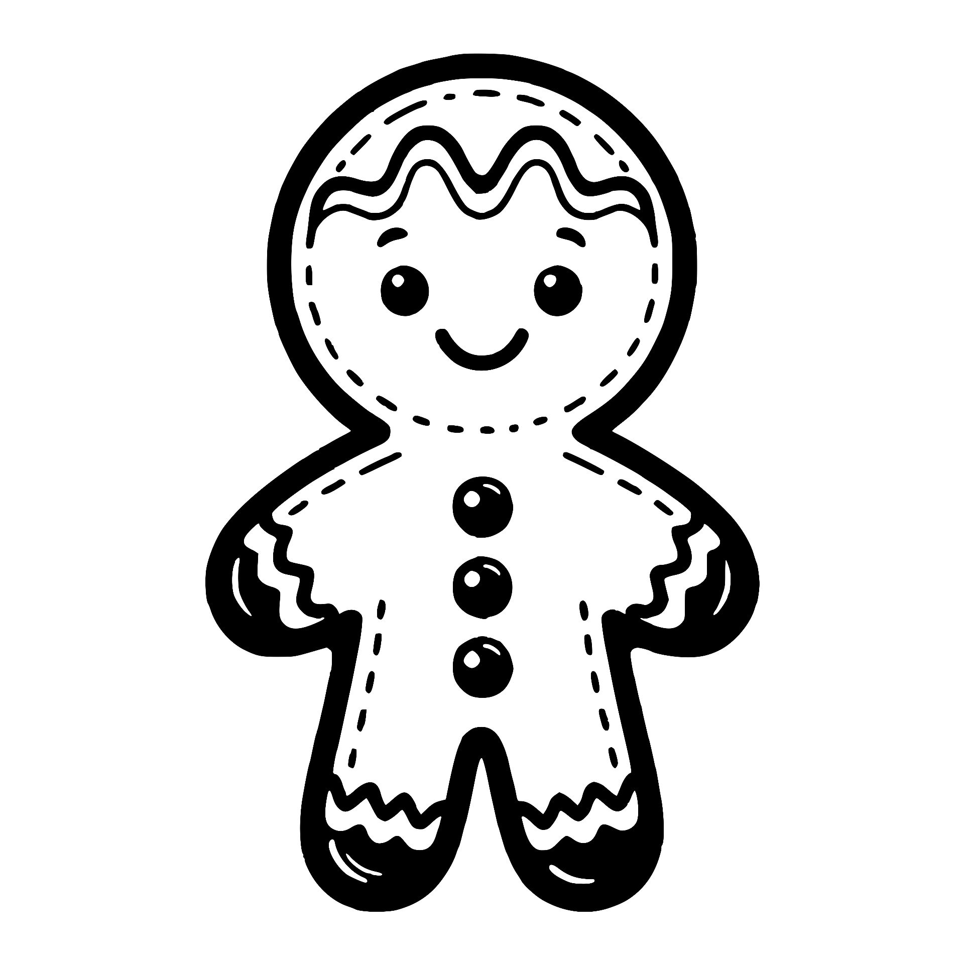 Classic smiling gingerbread man cookie with icing