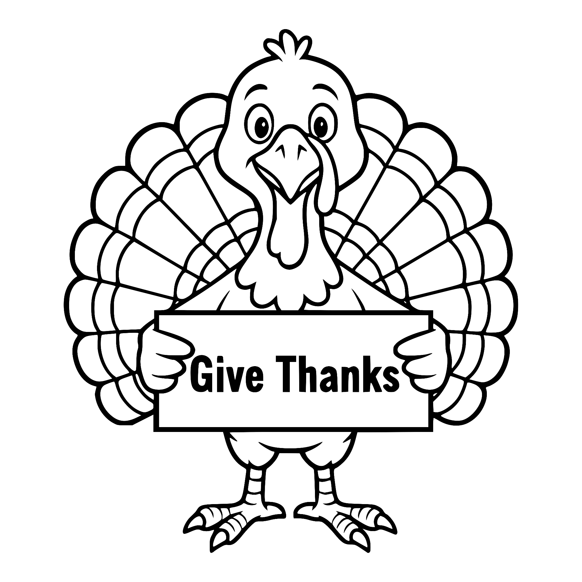 Turkey holding a Give Thanks sign