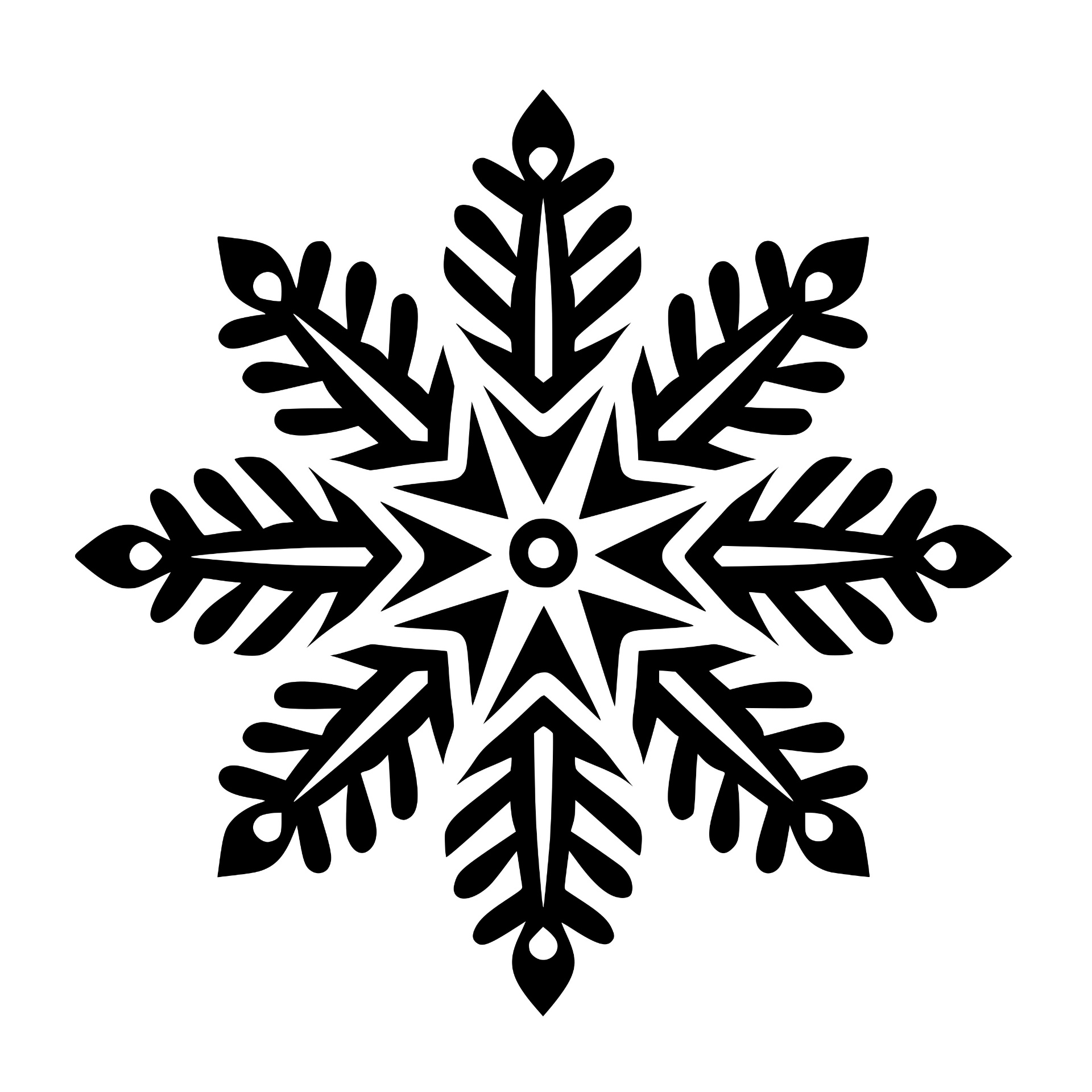 Star-centered ornamental snowflake design