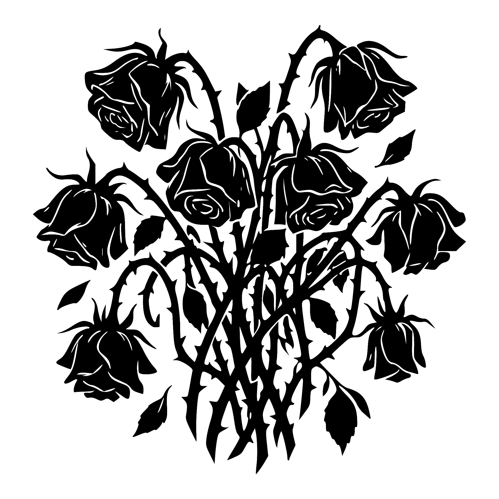 Bouquet of wilted dead roses