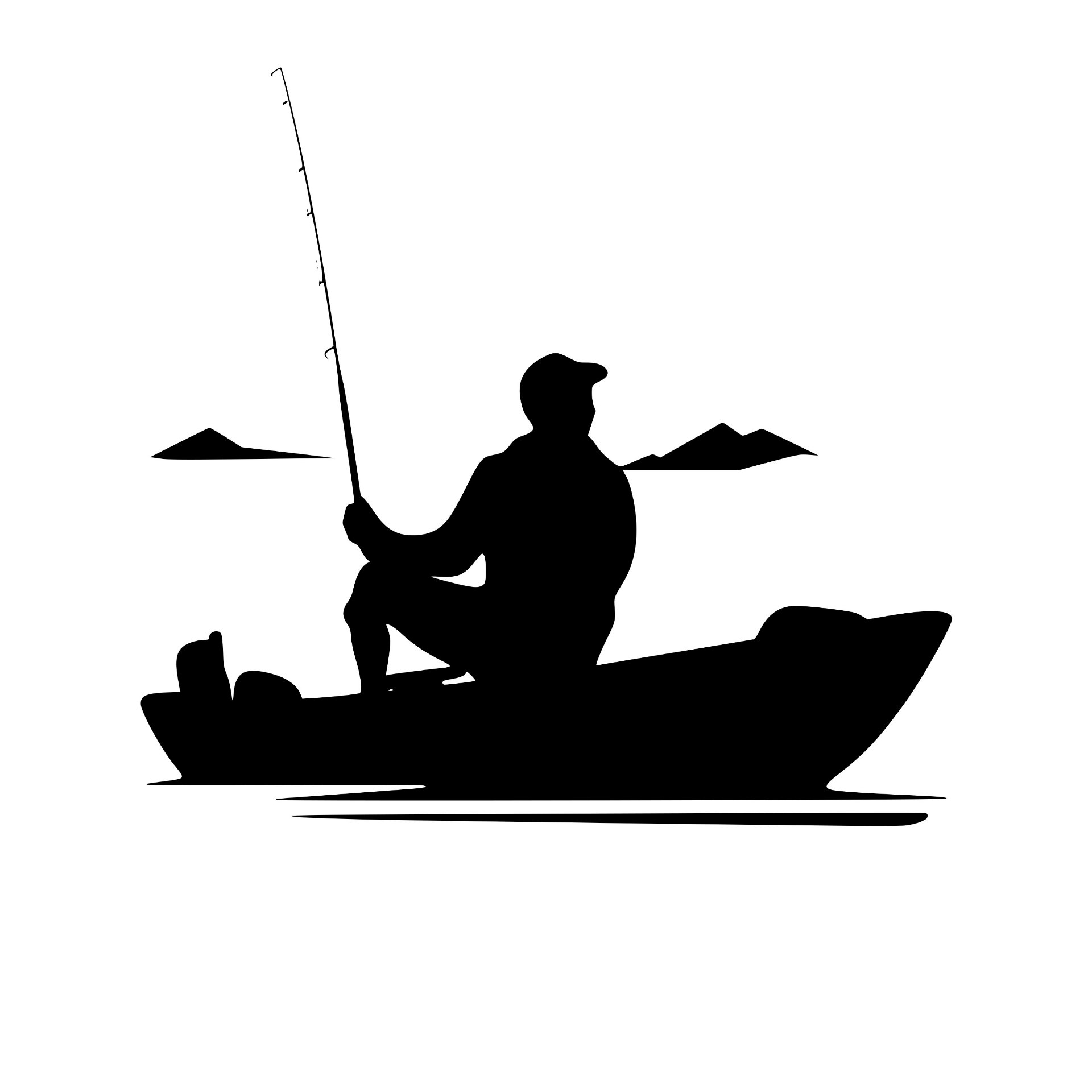 Fisherman in boat silhouette