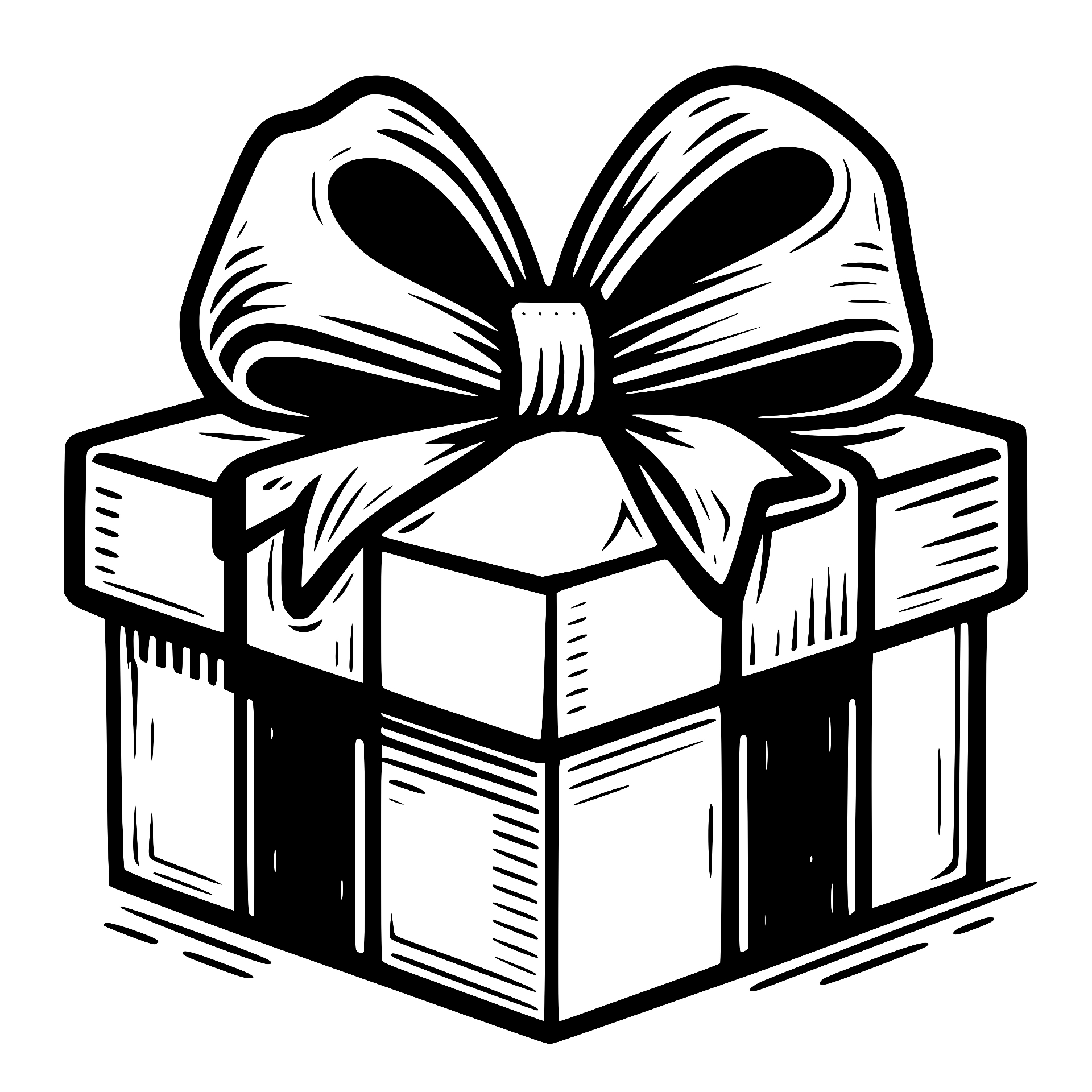 Christmas gift box with a large ribbon bow