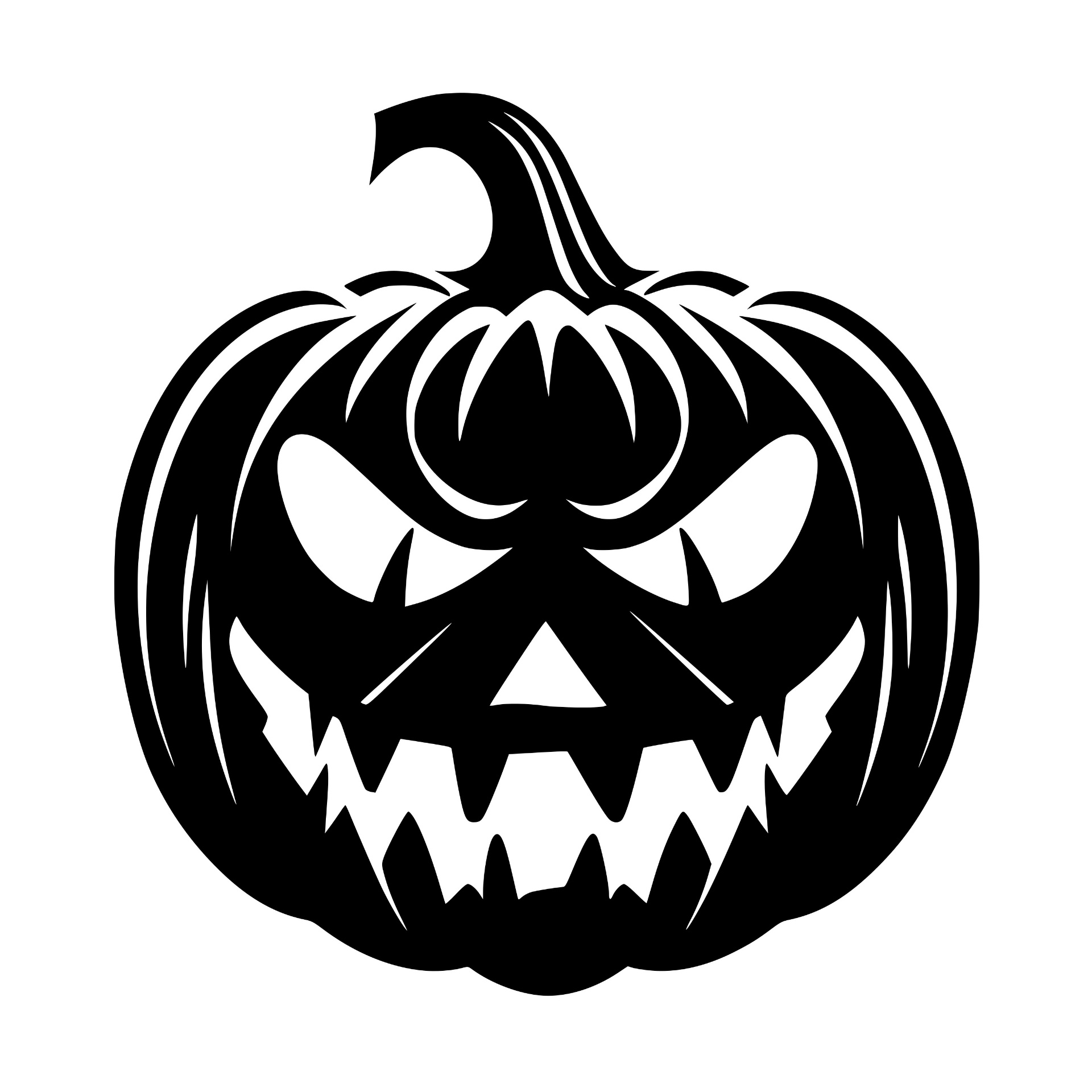 Fanged scary jack-o-lantern silhouette