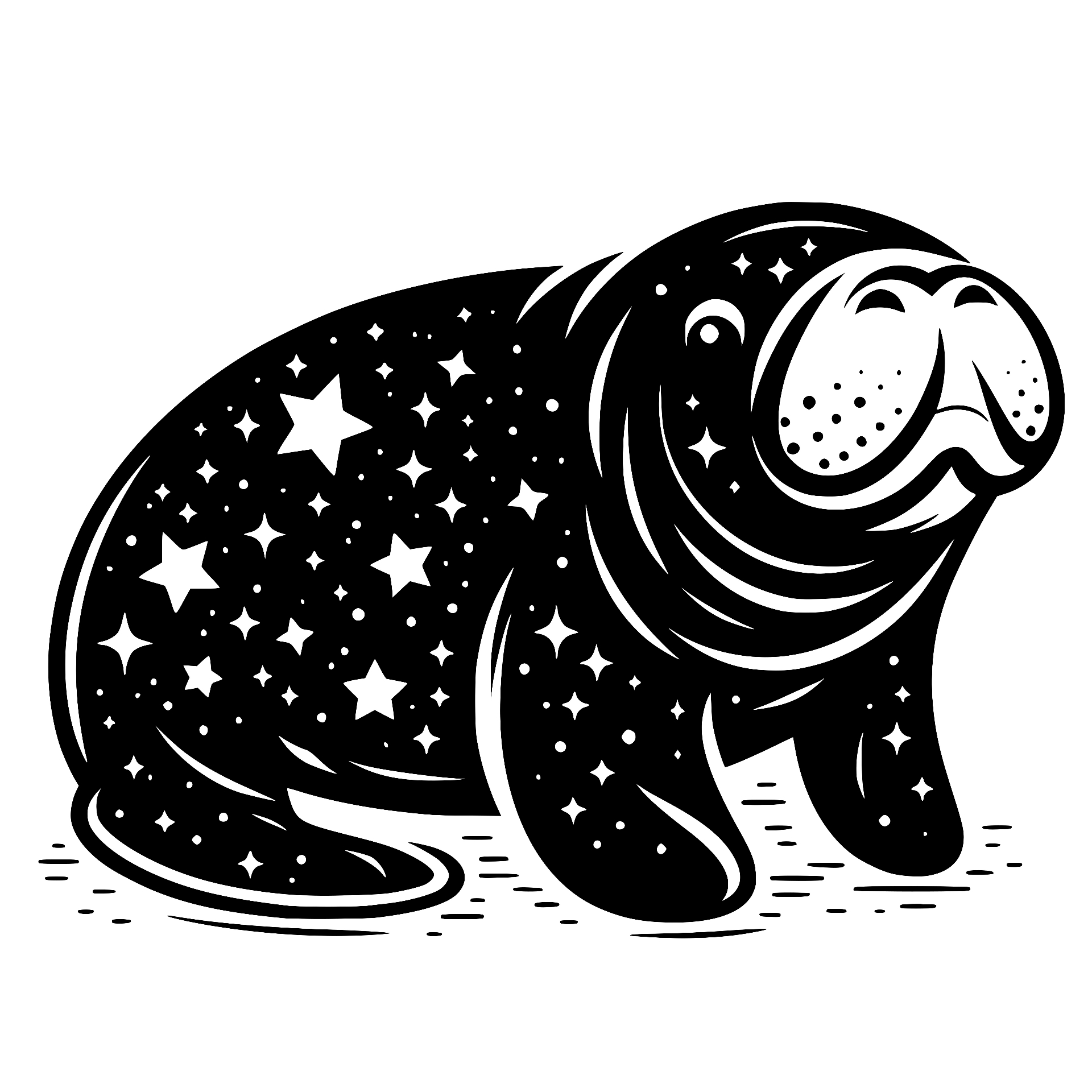 Manatee with starry night pattern