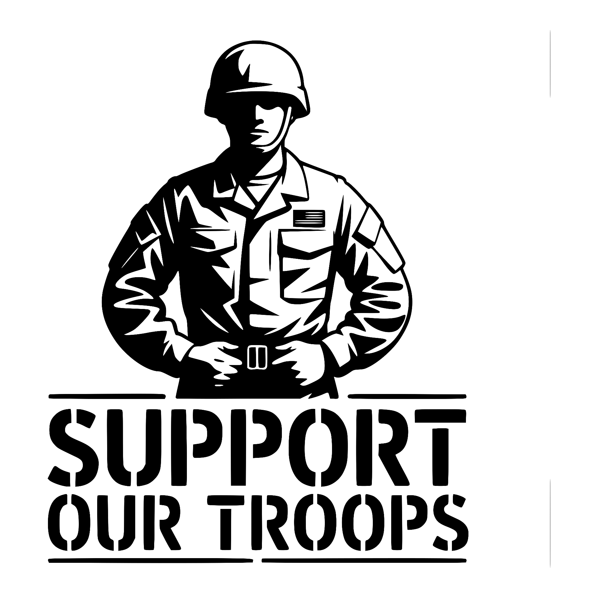 Soldier with hands on hips, Support Our Troops