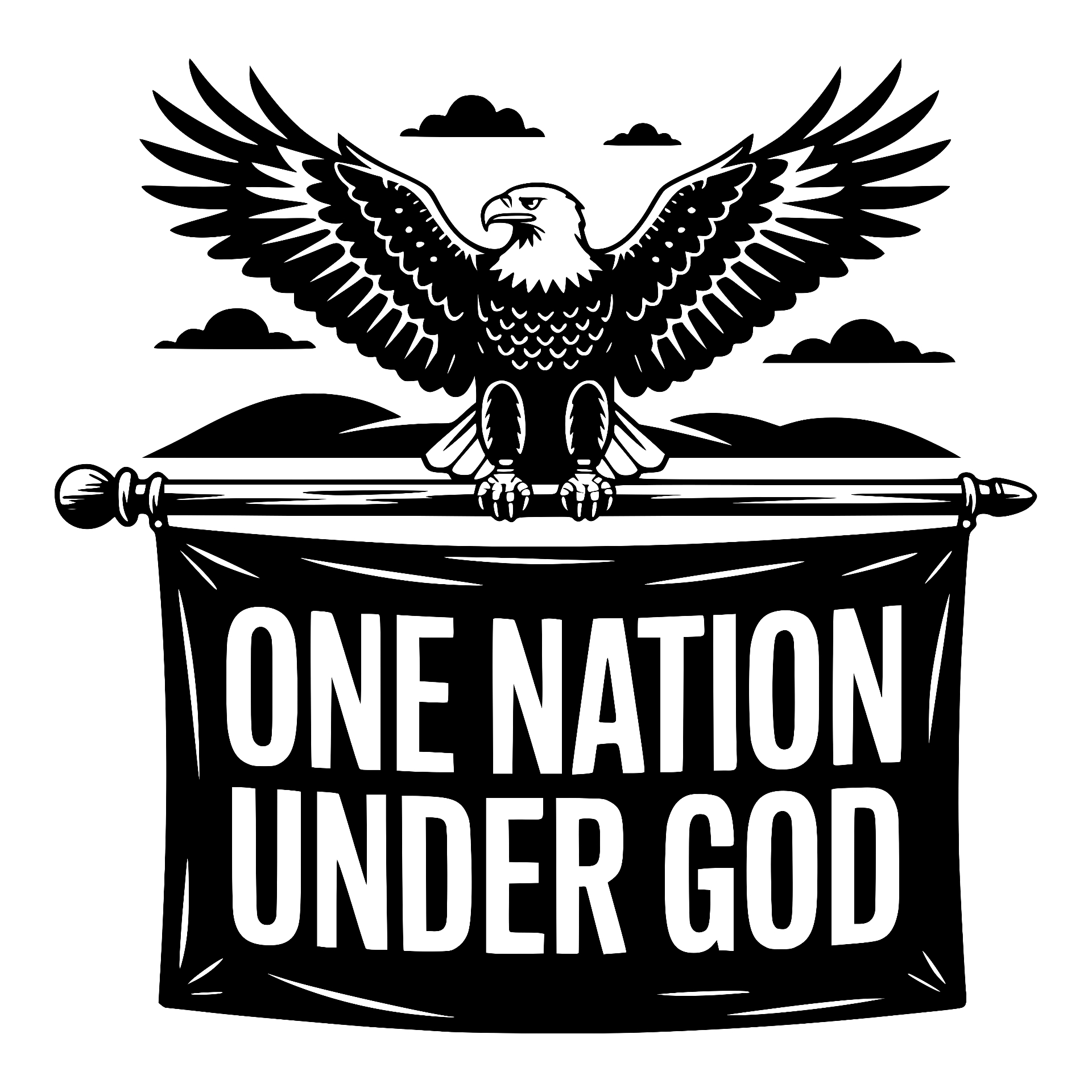 Eagle on banner, One Nation Under God