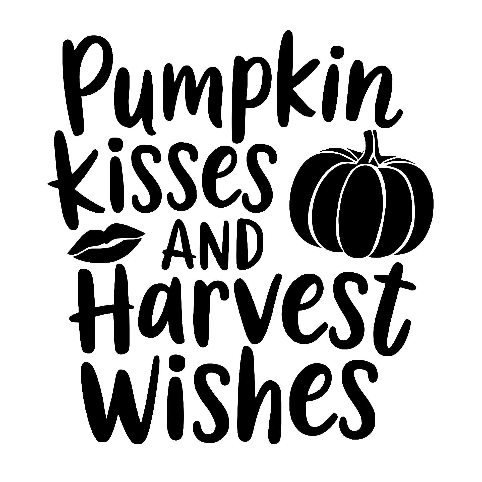 Pumpkin Kisses and Harvest Wishes with pumpkin and lips
