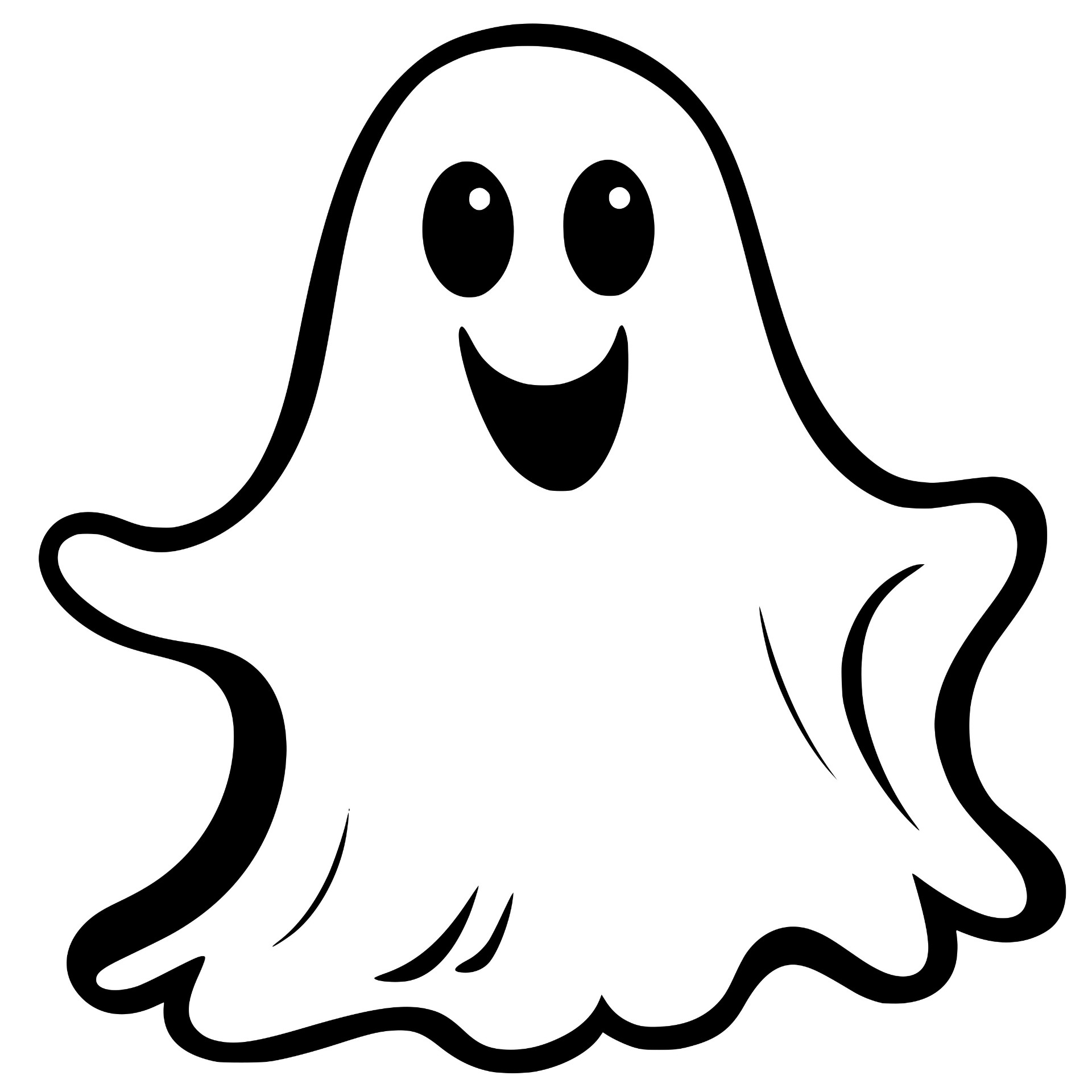Cute smiling cartoon ghost