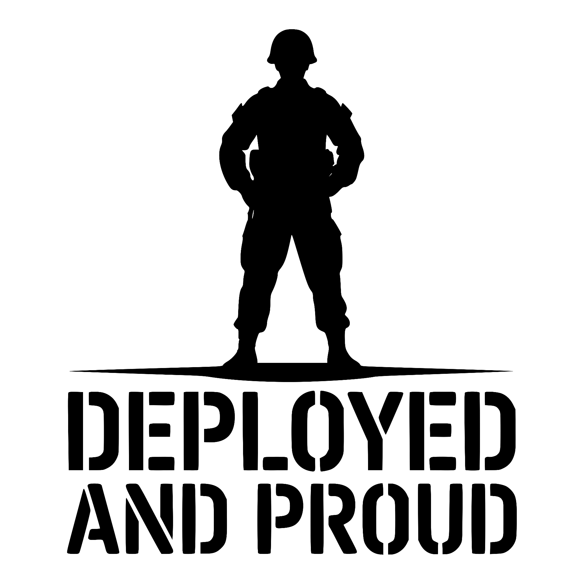 Standing soldier silhouette, Deployed and Proud