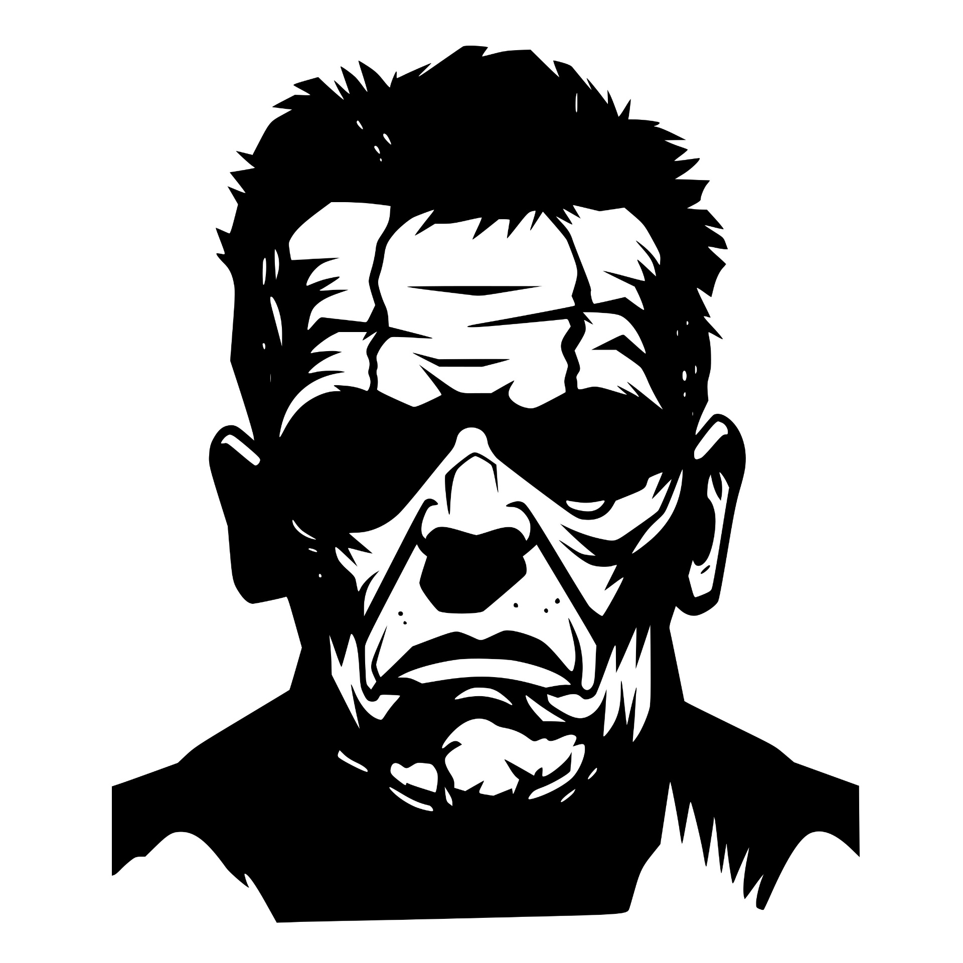 Monster face wearing sunglasses