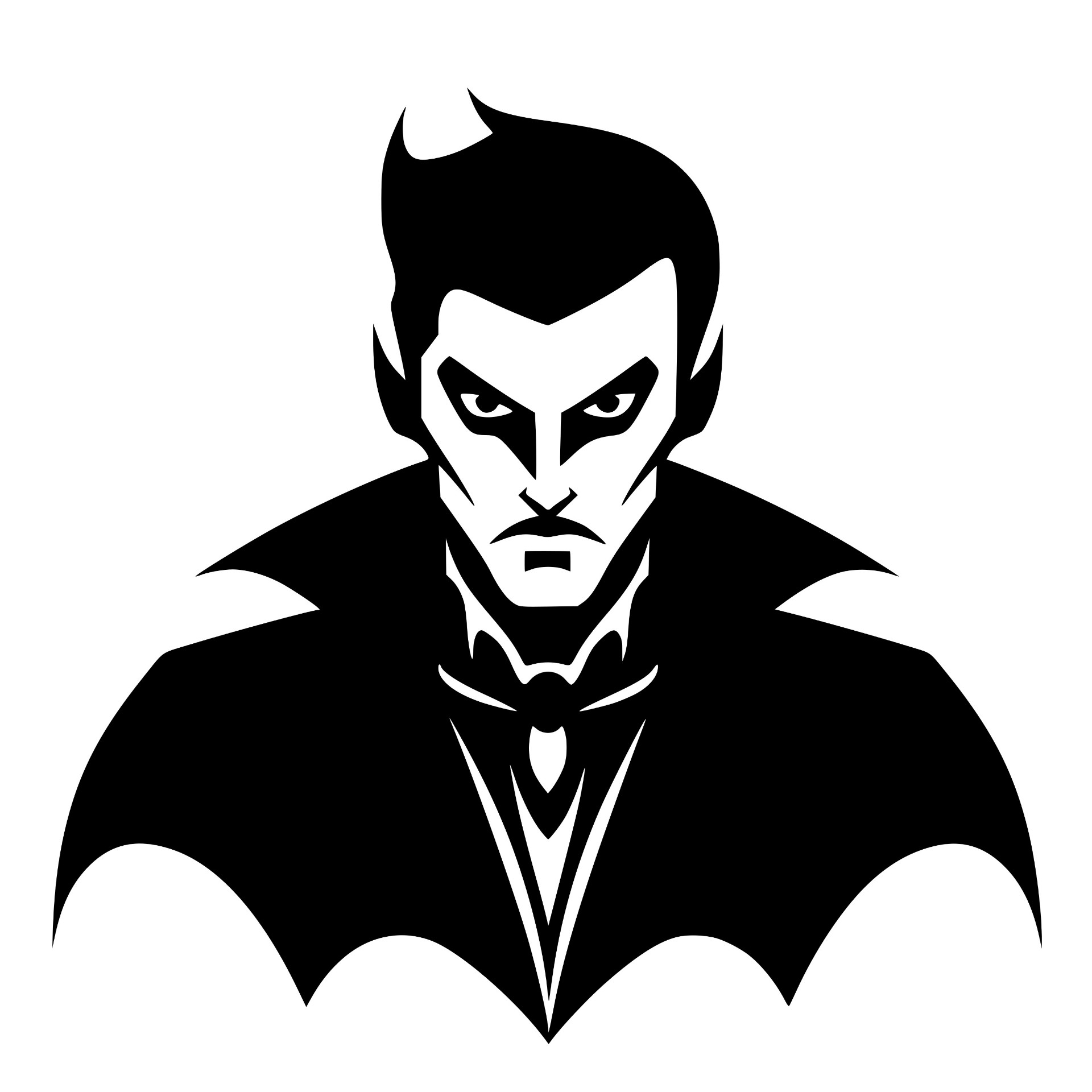 Caped Dracula vampire bust silhouette
