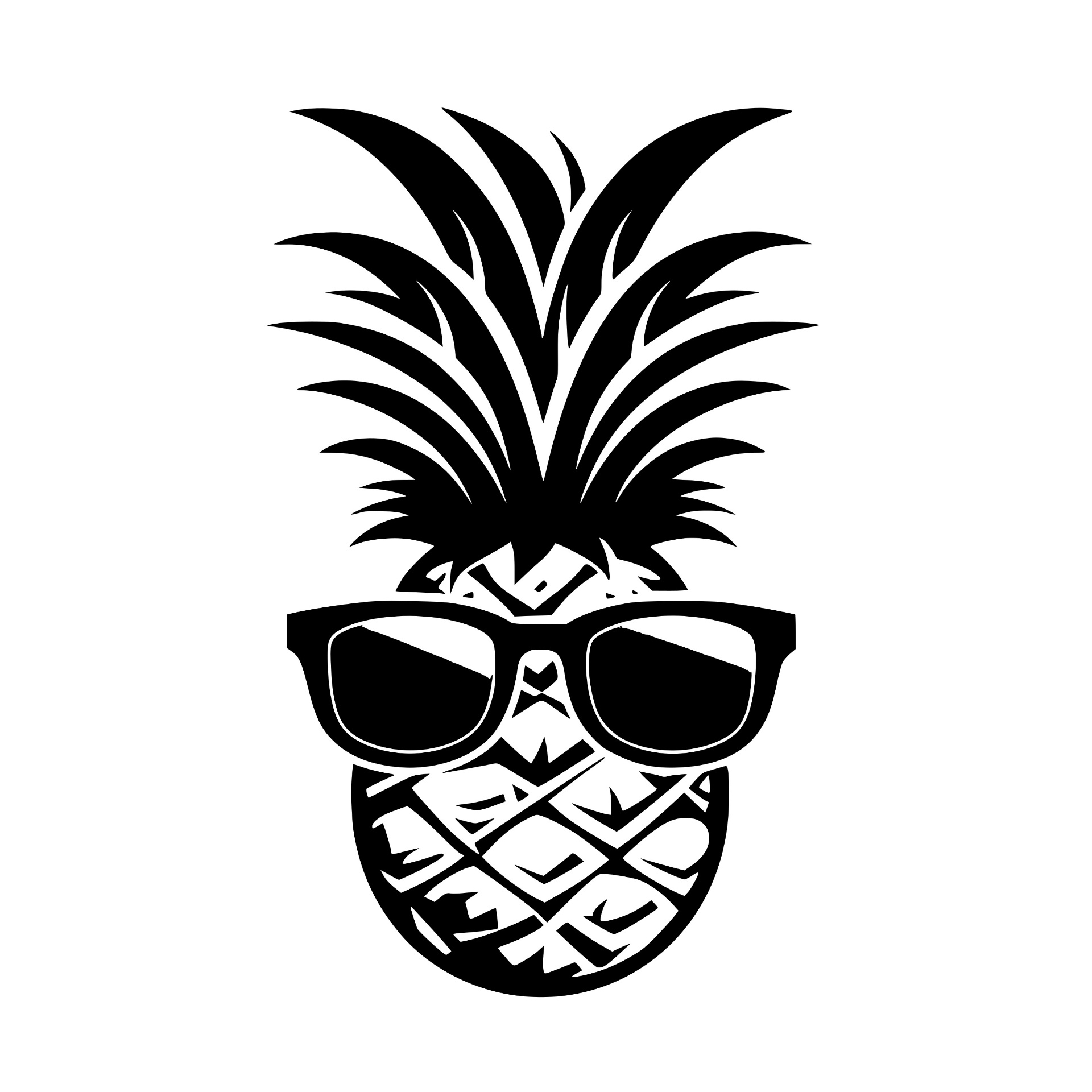 Pineapple wearing sunglasses silhouette
