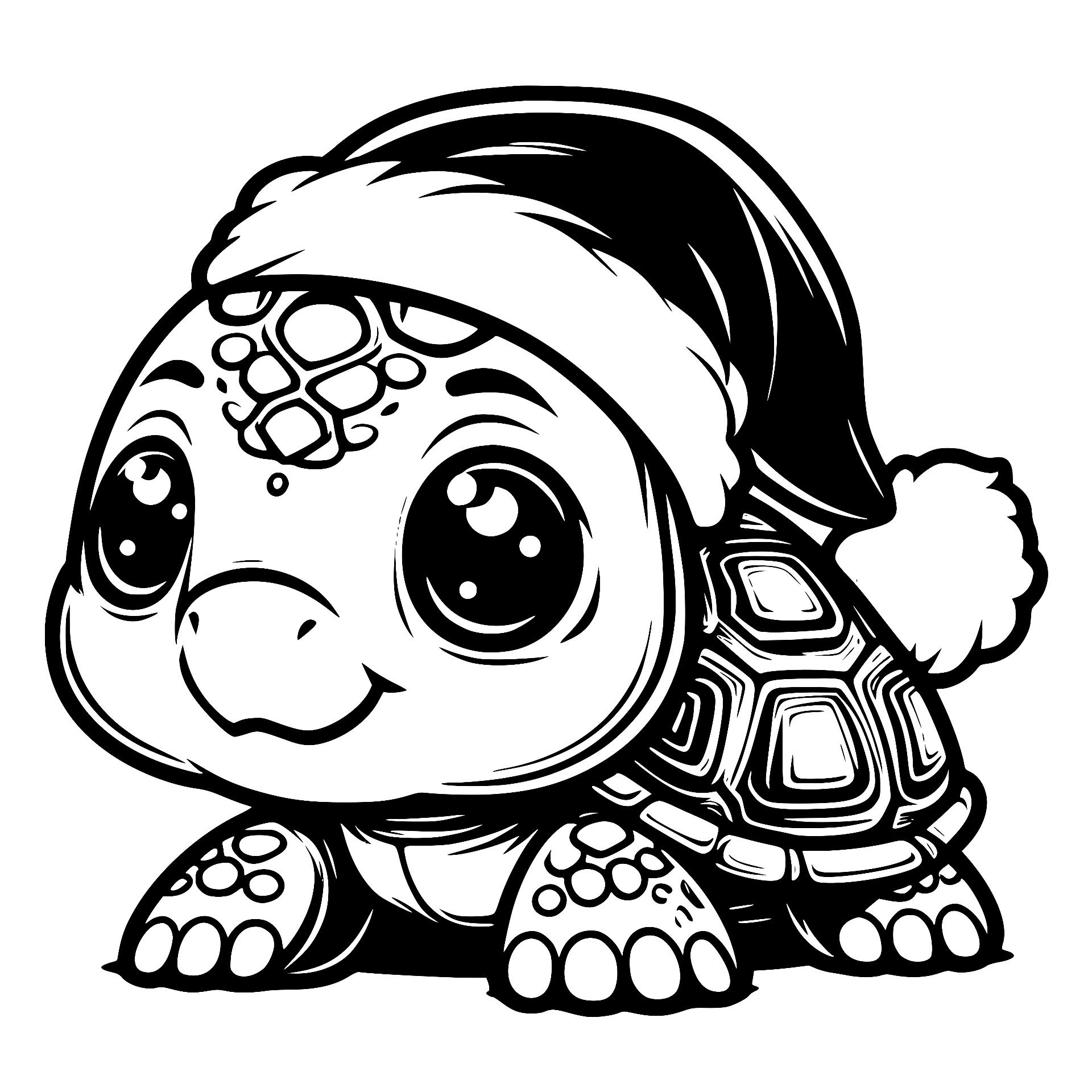 Adorable turtle wearing a Santa hat