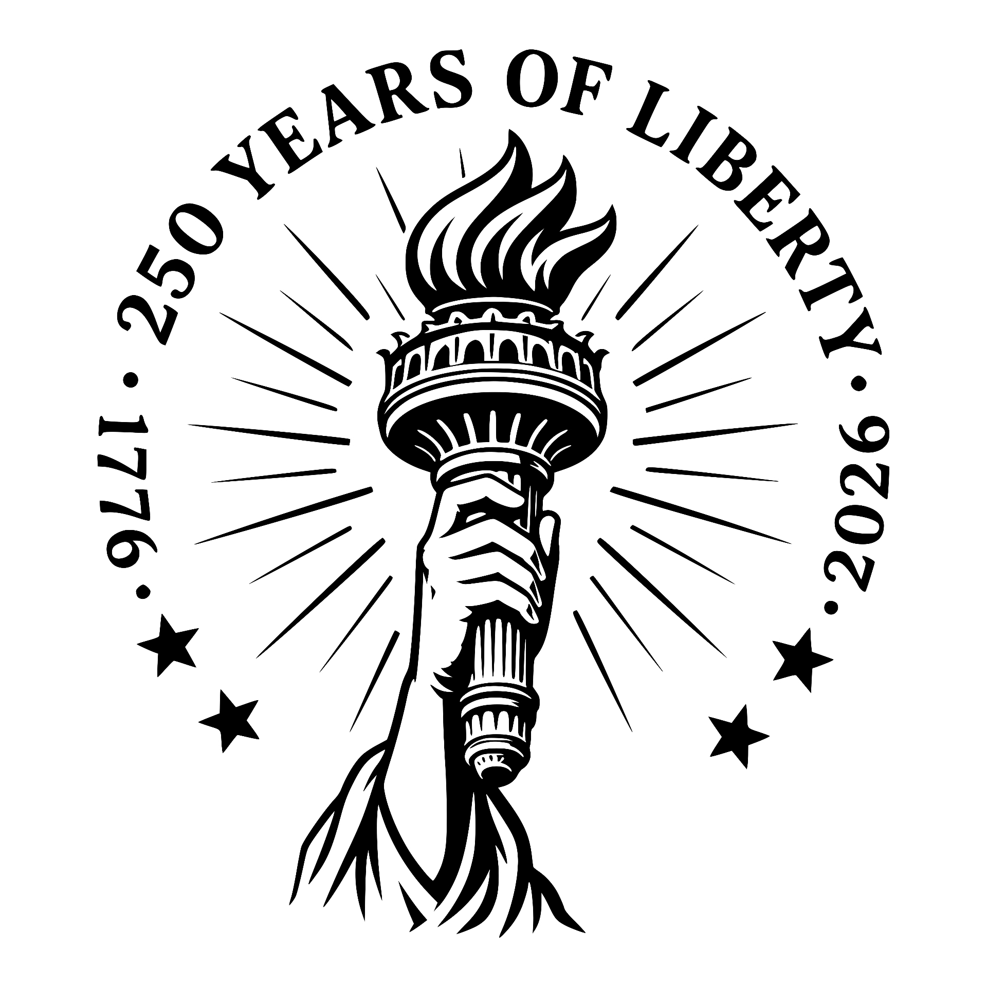 Statue of Liberty torch, 250 Years of Liberty 1776-2026