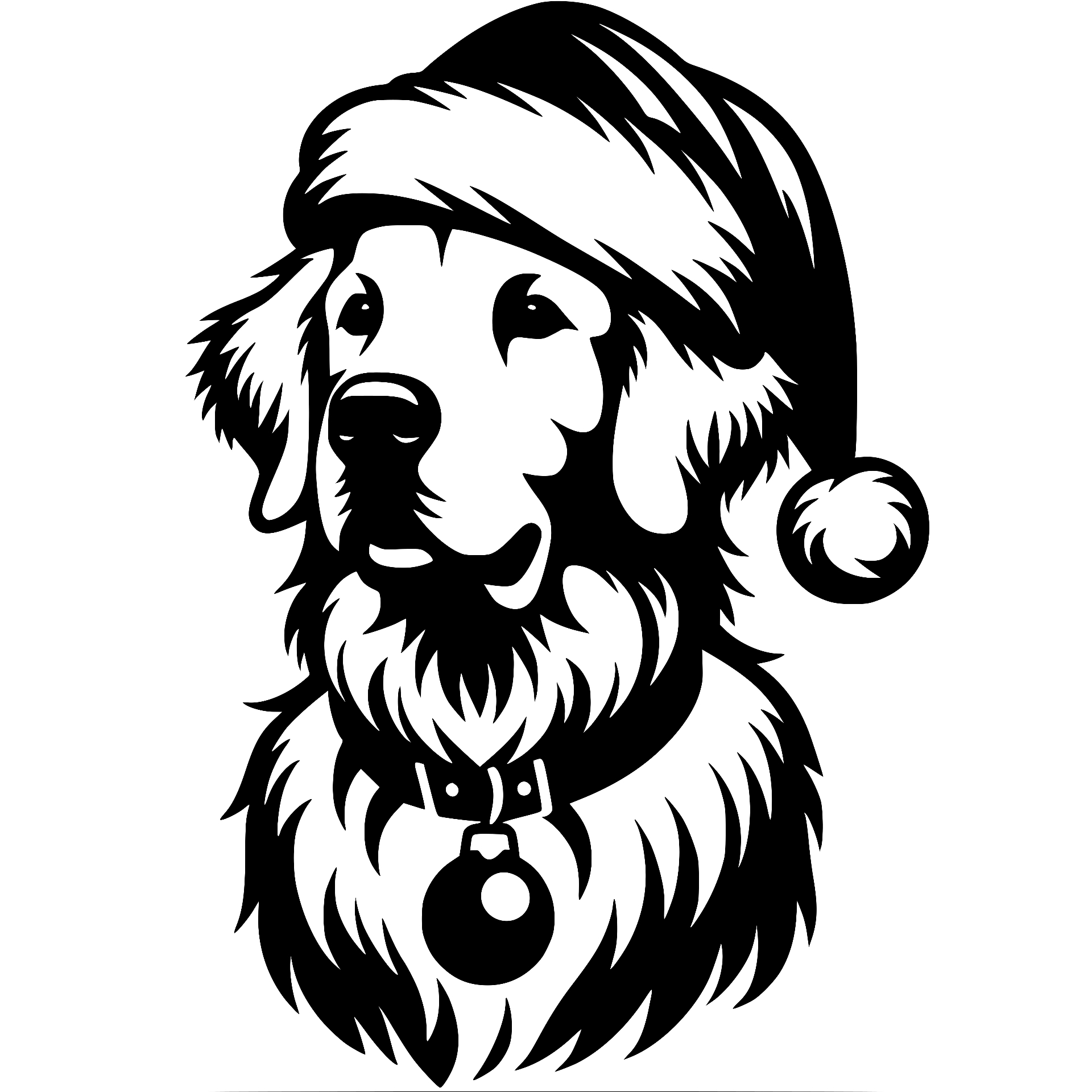 Golden retriever puppy wearing a Santa hat