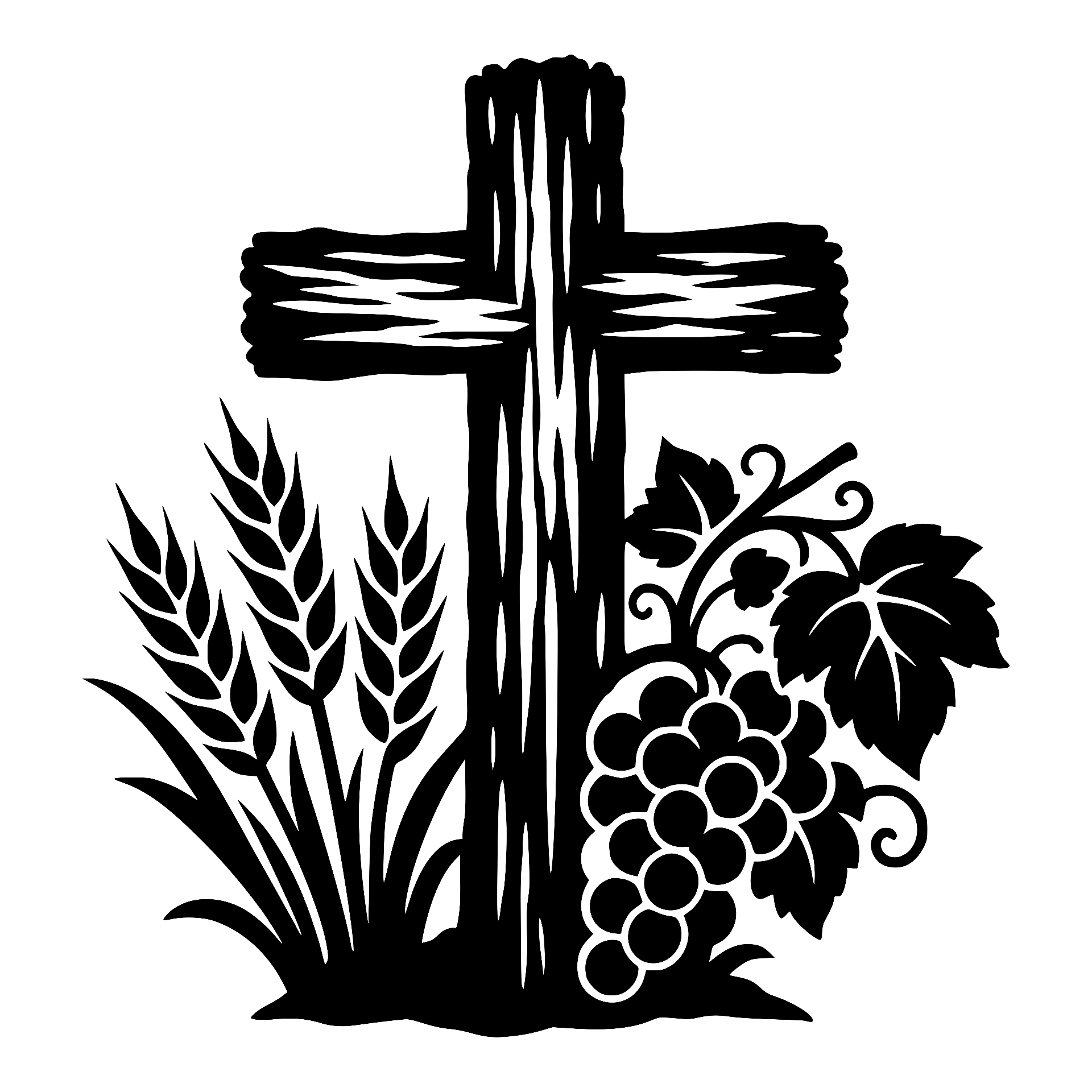 Cross with wheat and grape vine