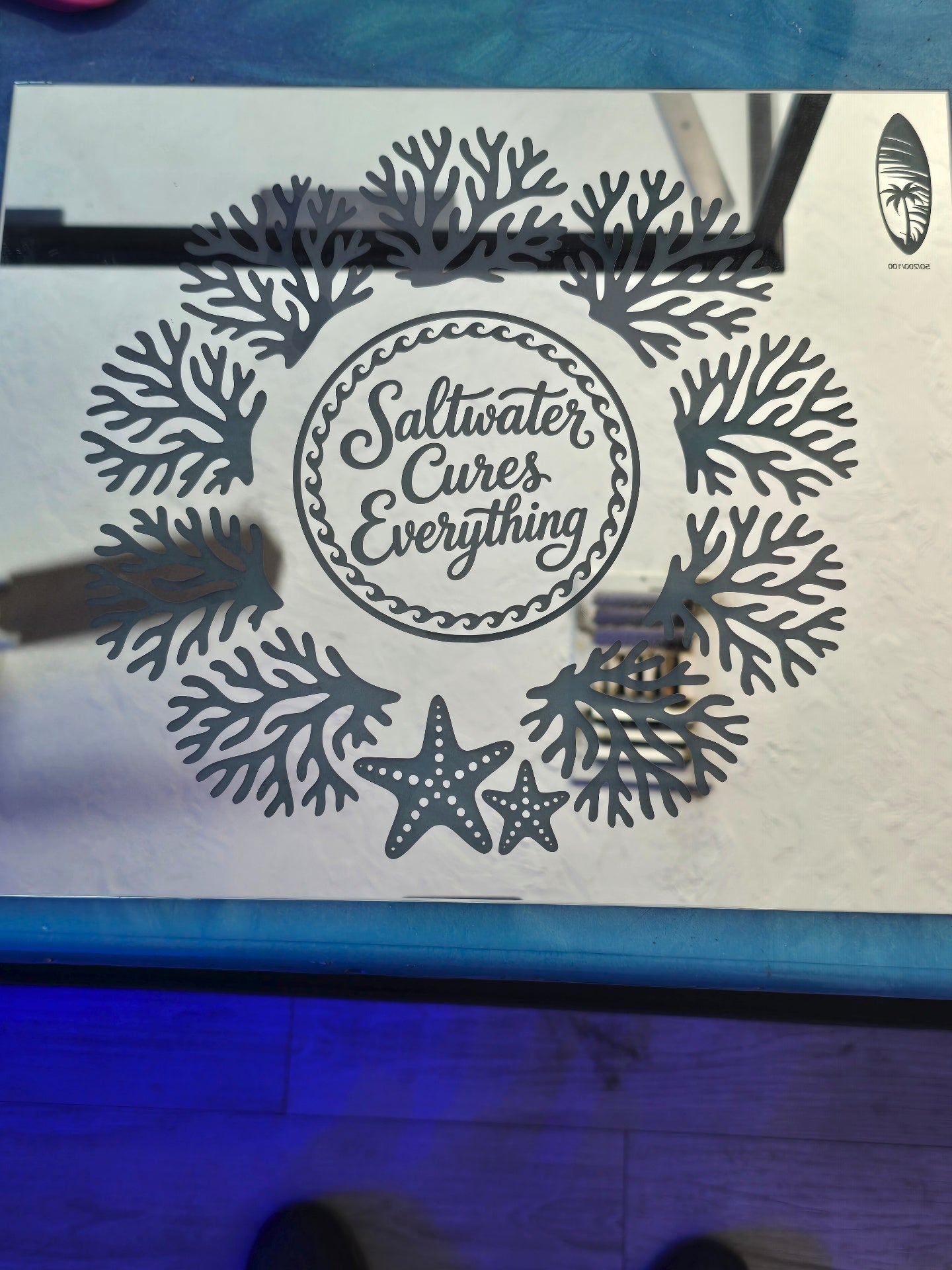 Saltwater Cures Everything etched mirror