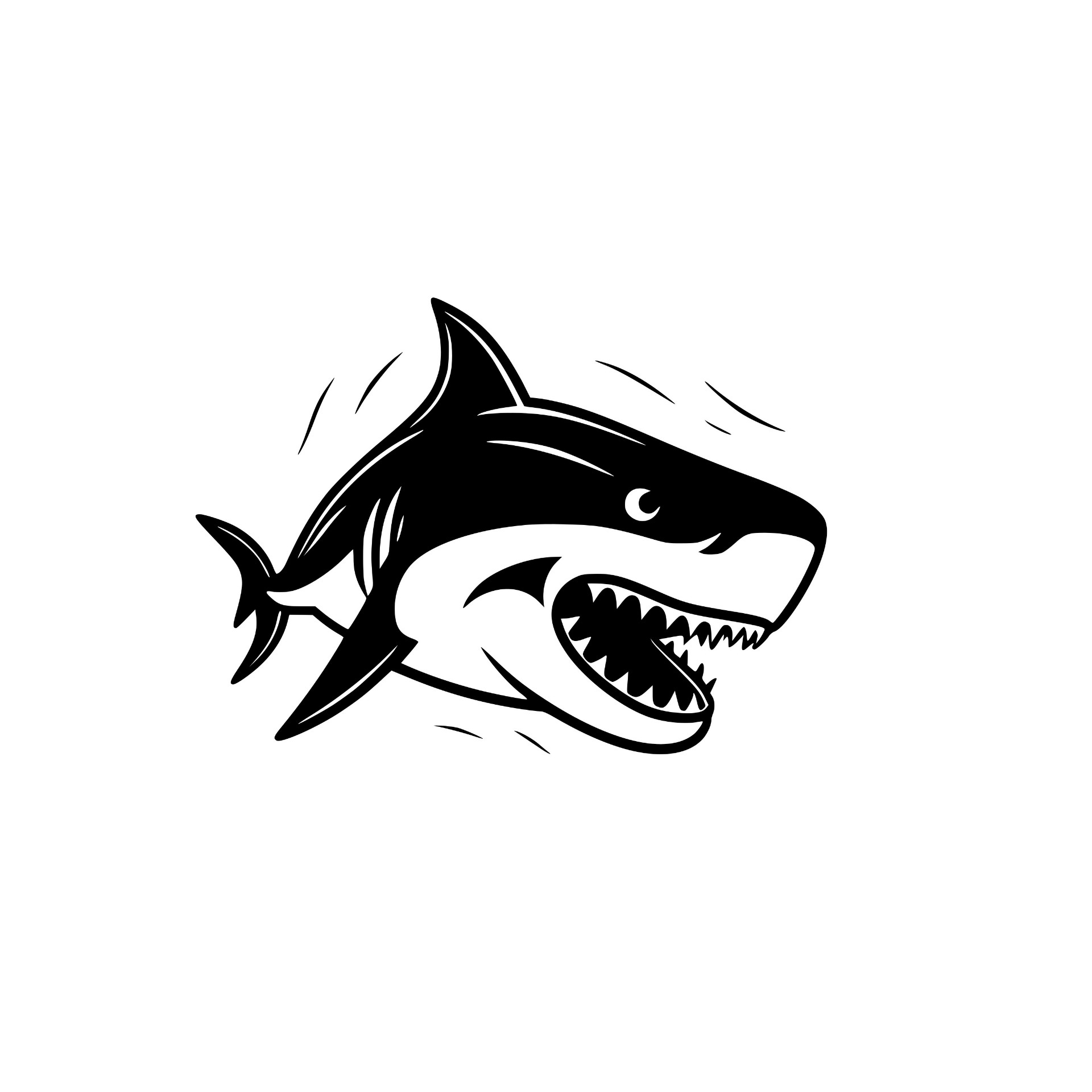 Shark head with open jaws silhouette