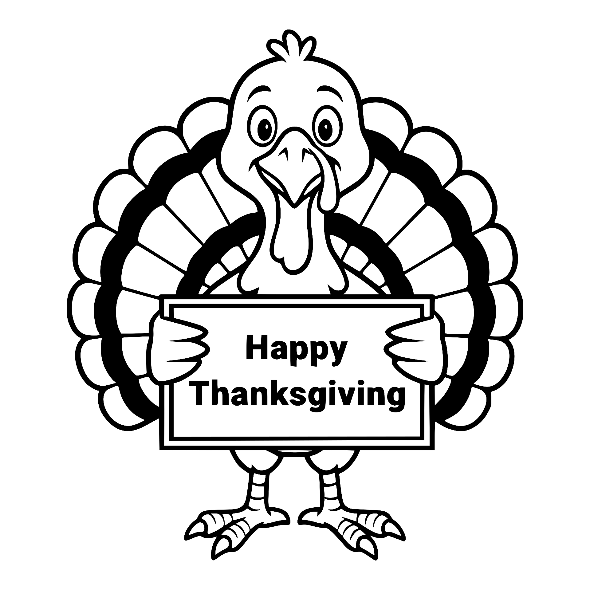 Turkey holding a Happy Thanksgiving sign