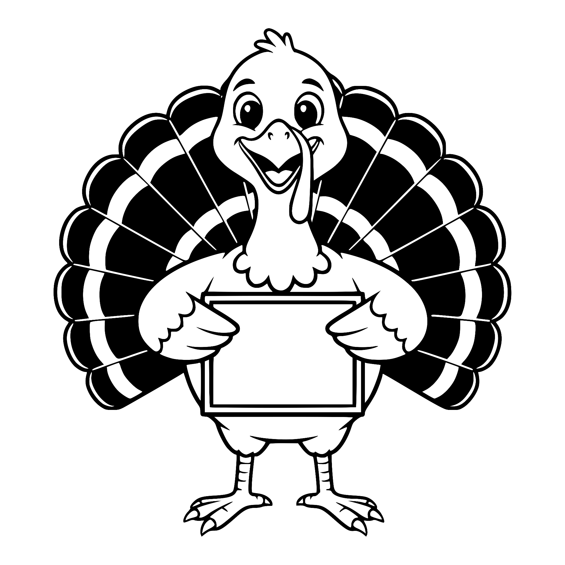 Turkey holding a blank sign for a custom message
