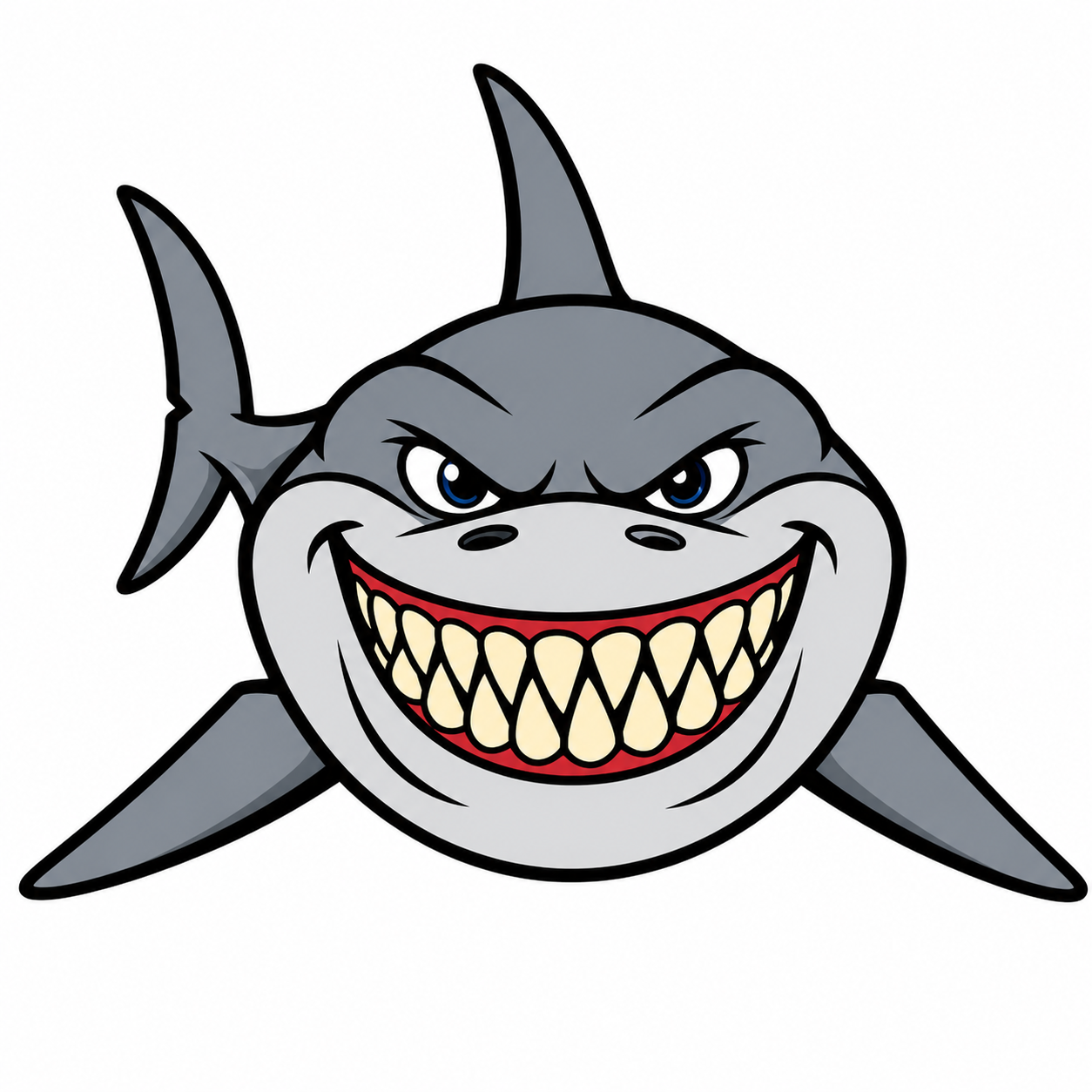 Cartoon shark with a big toothy grin