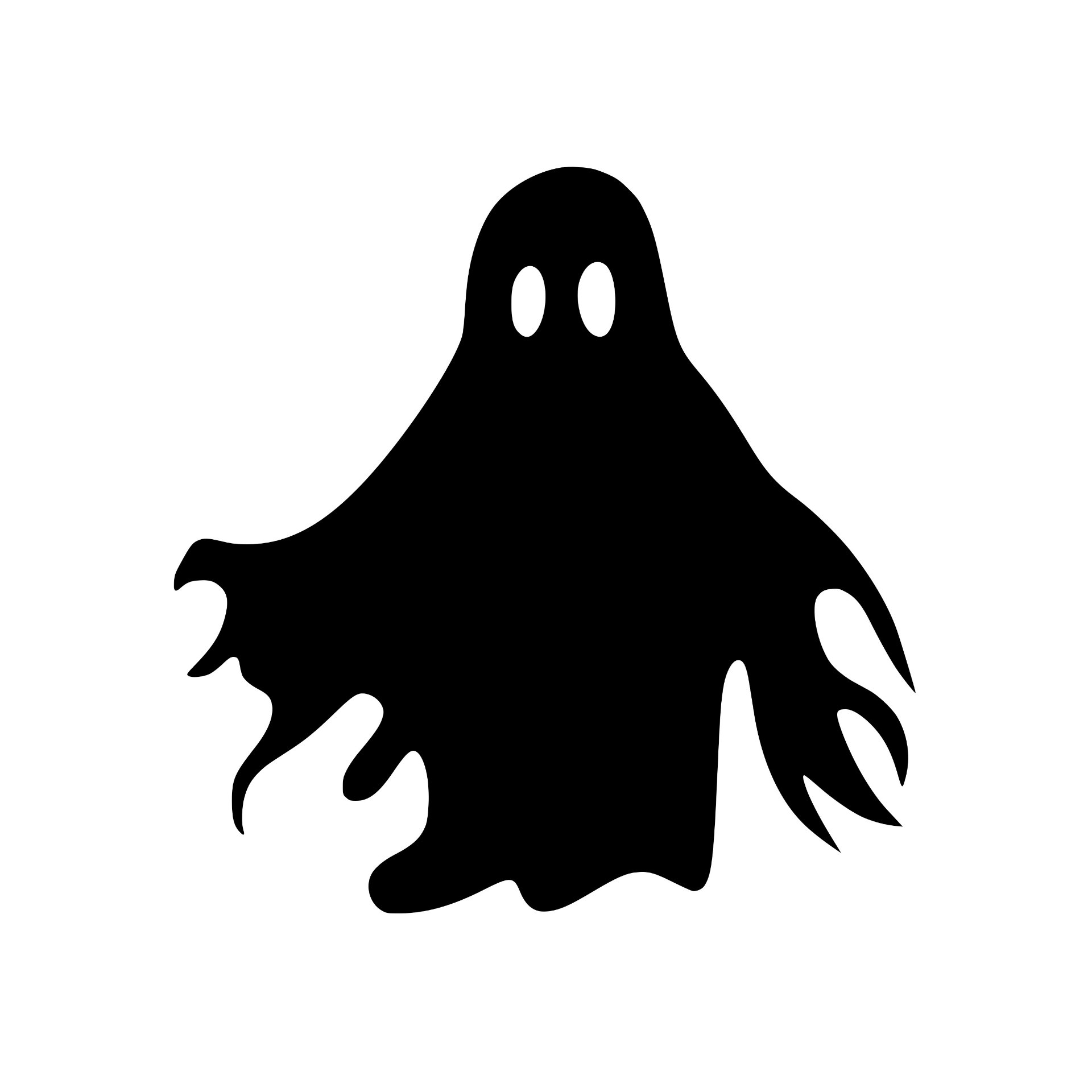 Spooky tattered ghost silhouette
