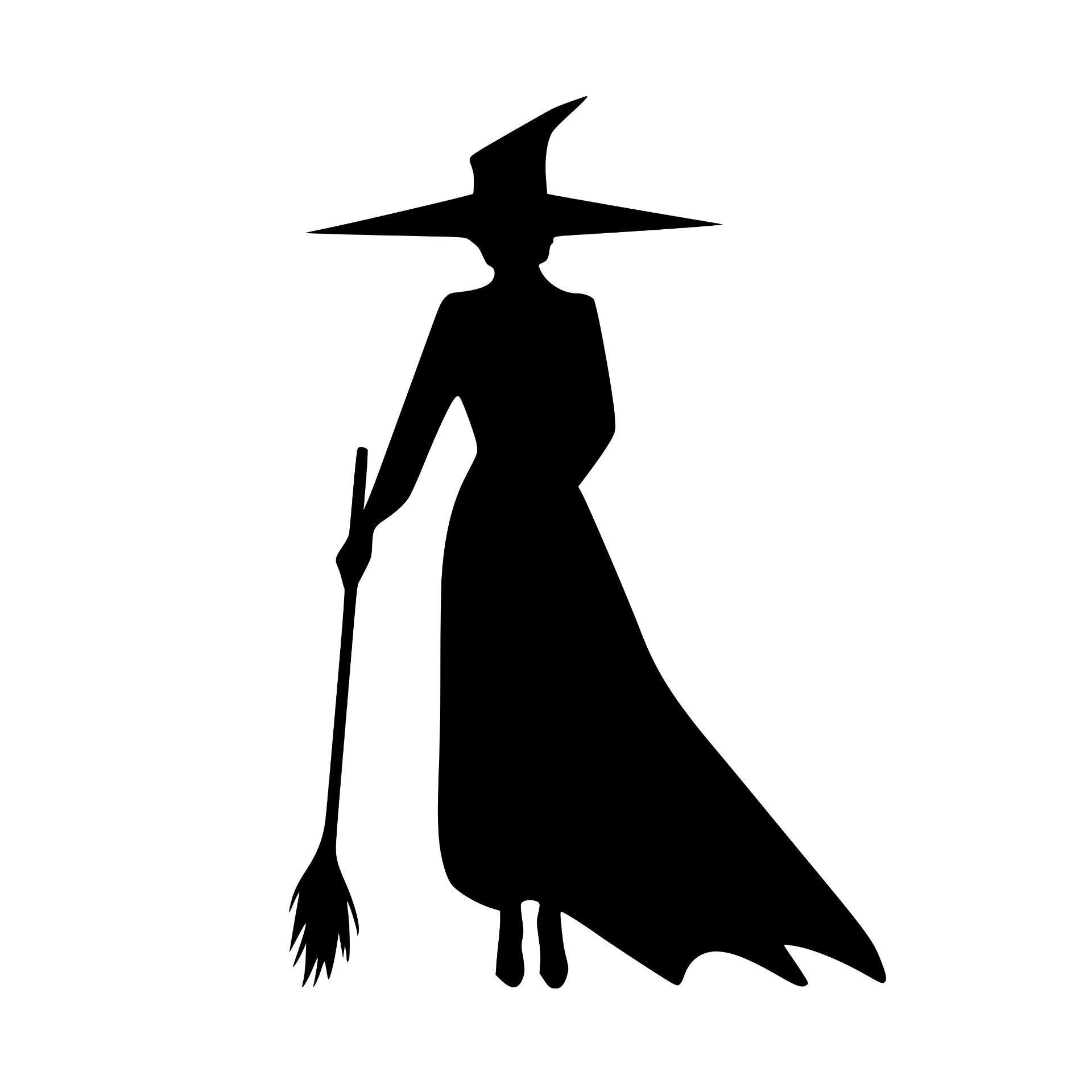 Witch holding a broom silhouette