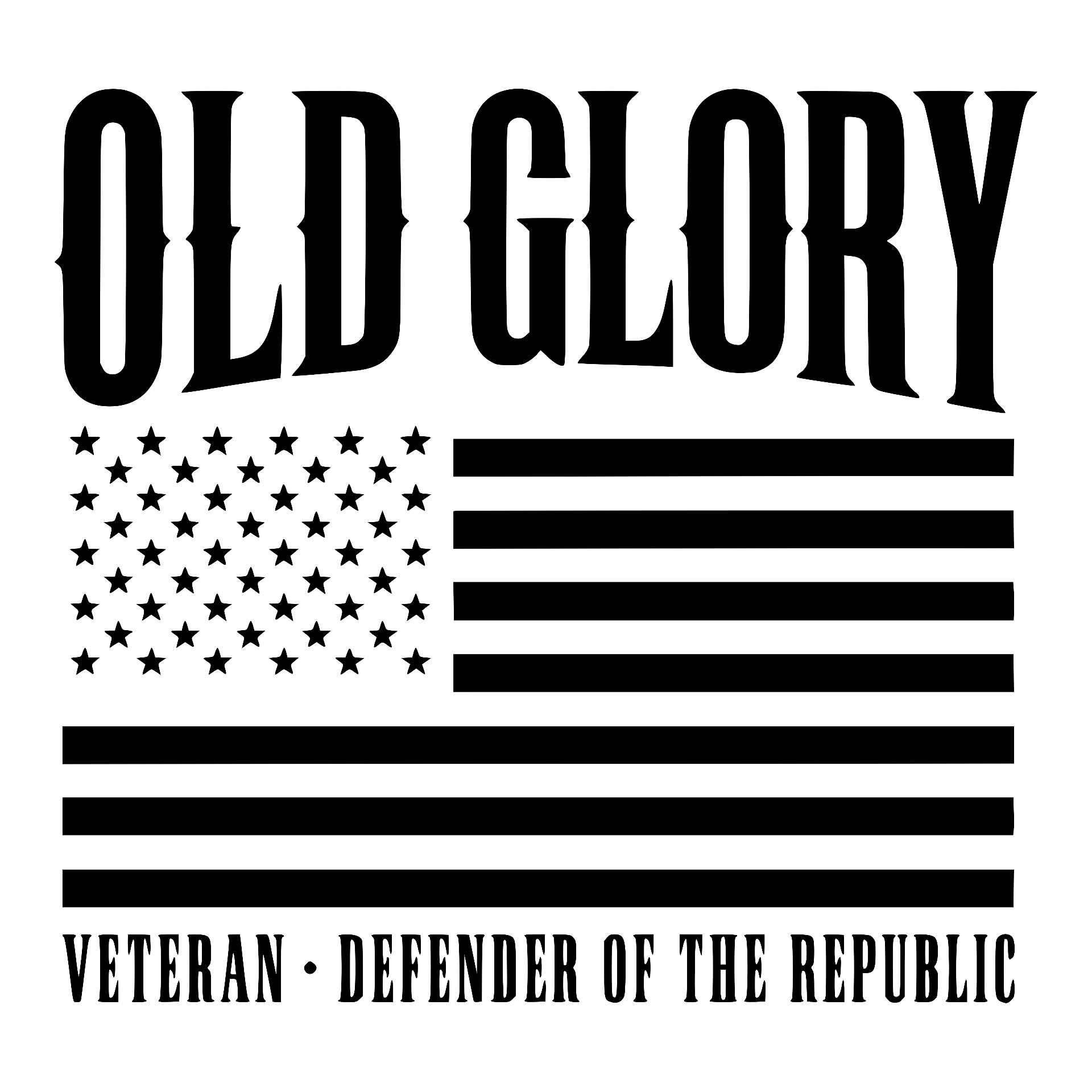 Black and white American flag, Old Glory Veteran Defender of the Republic