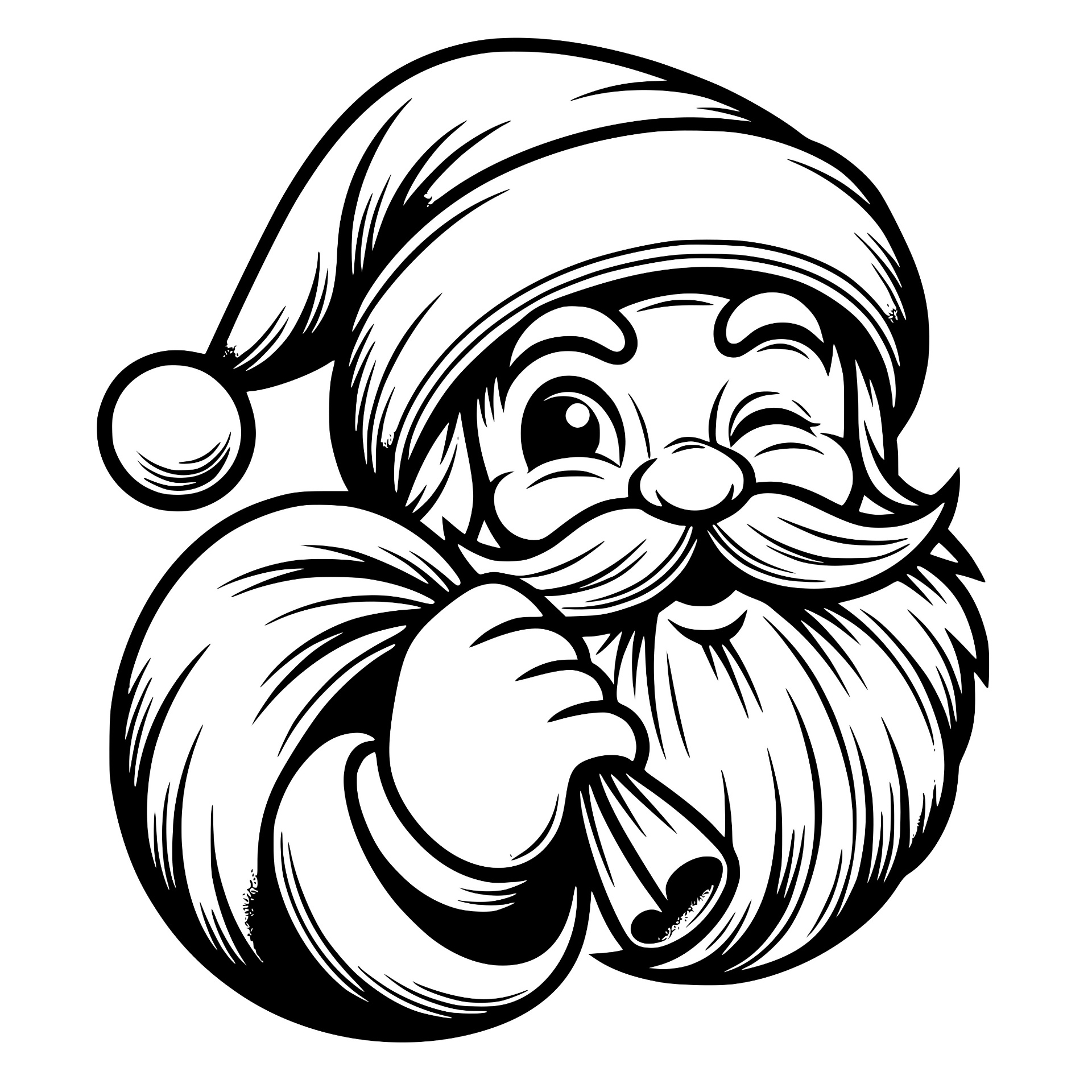 Winking Santa Claus face with hat and beard