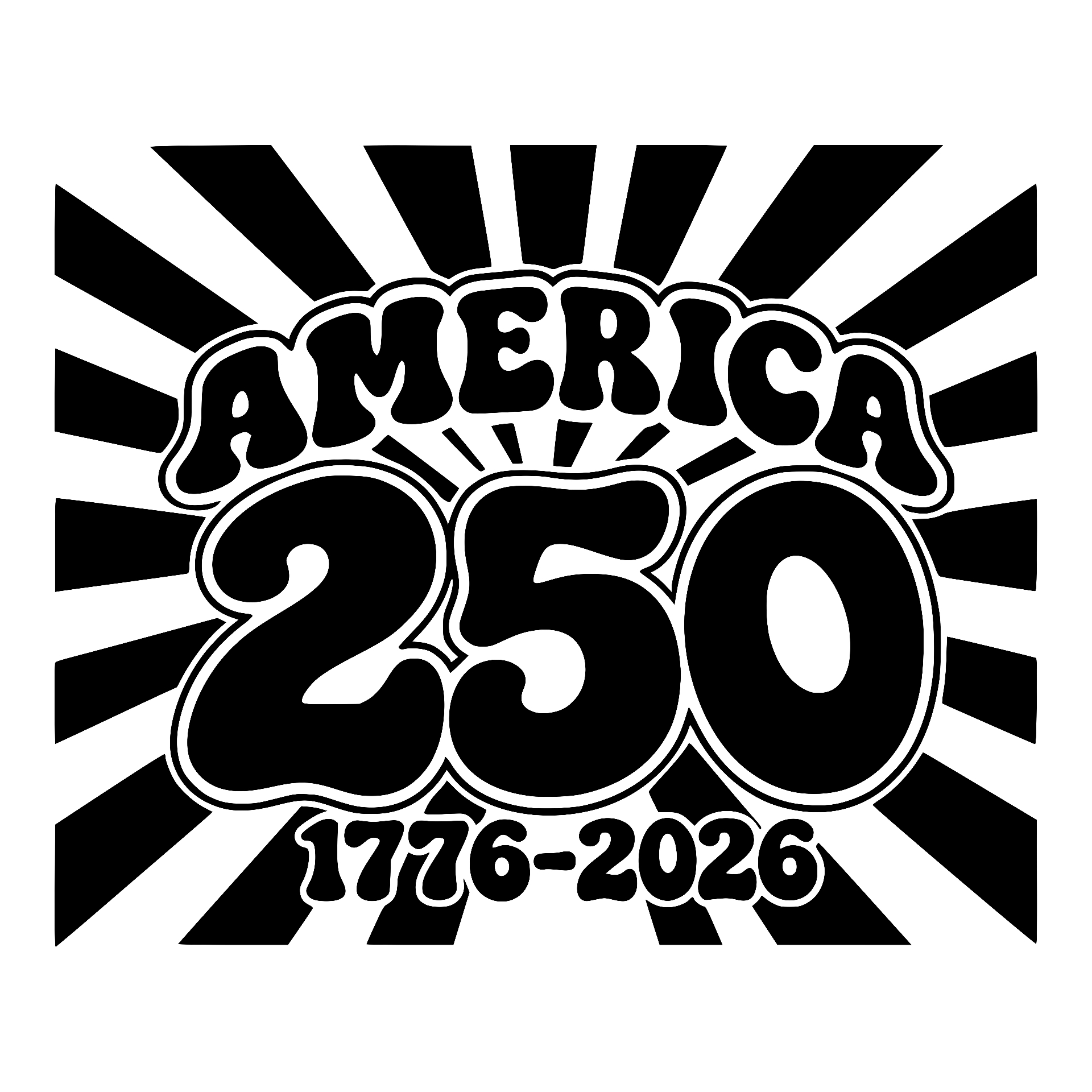 Retro sunburst America 250 1776-2026