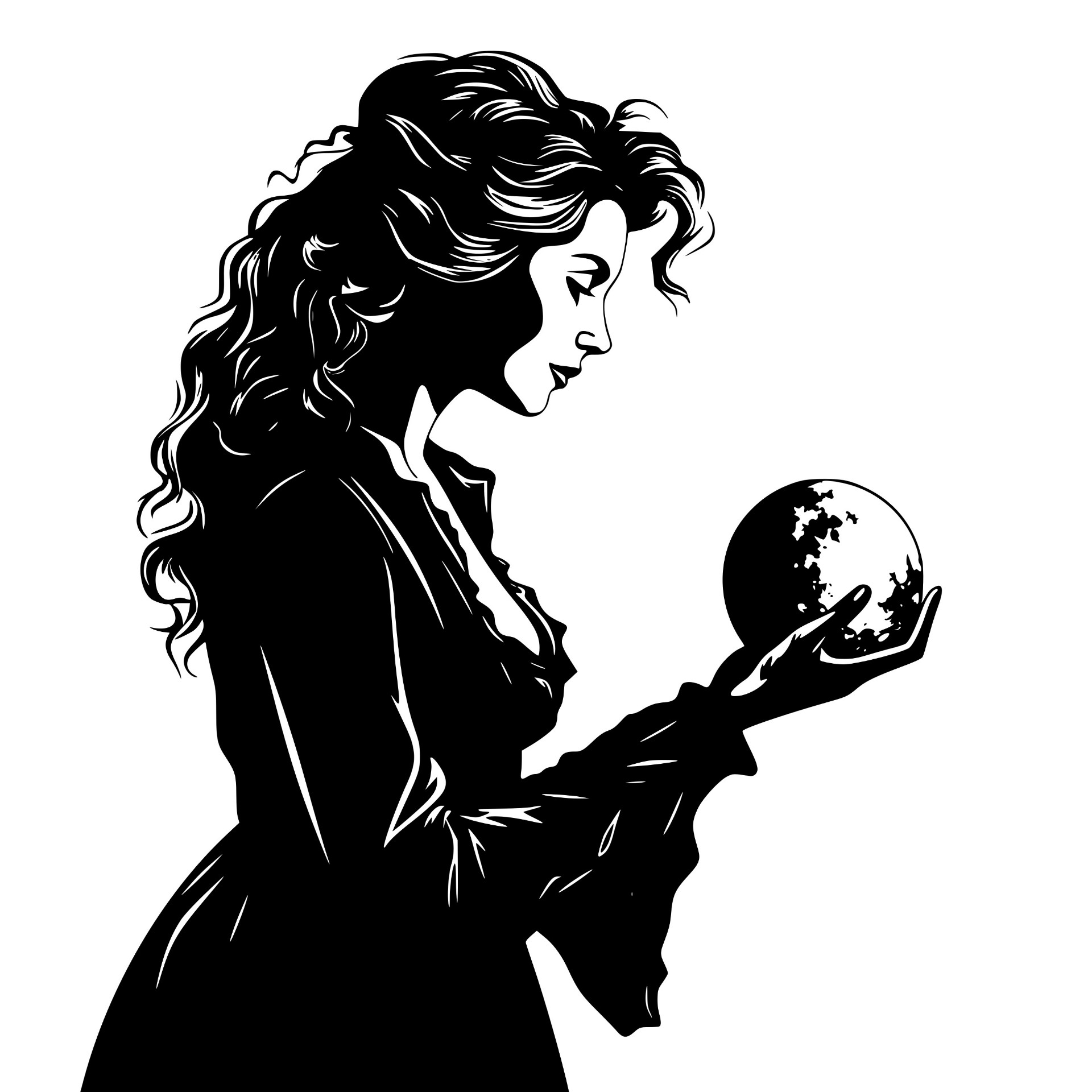 Woman holding a glowing moon orb