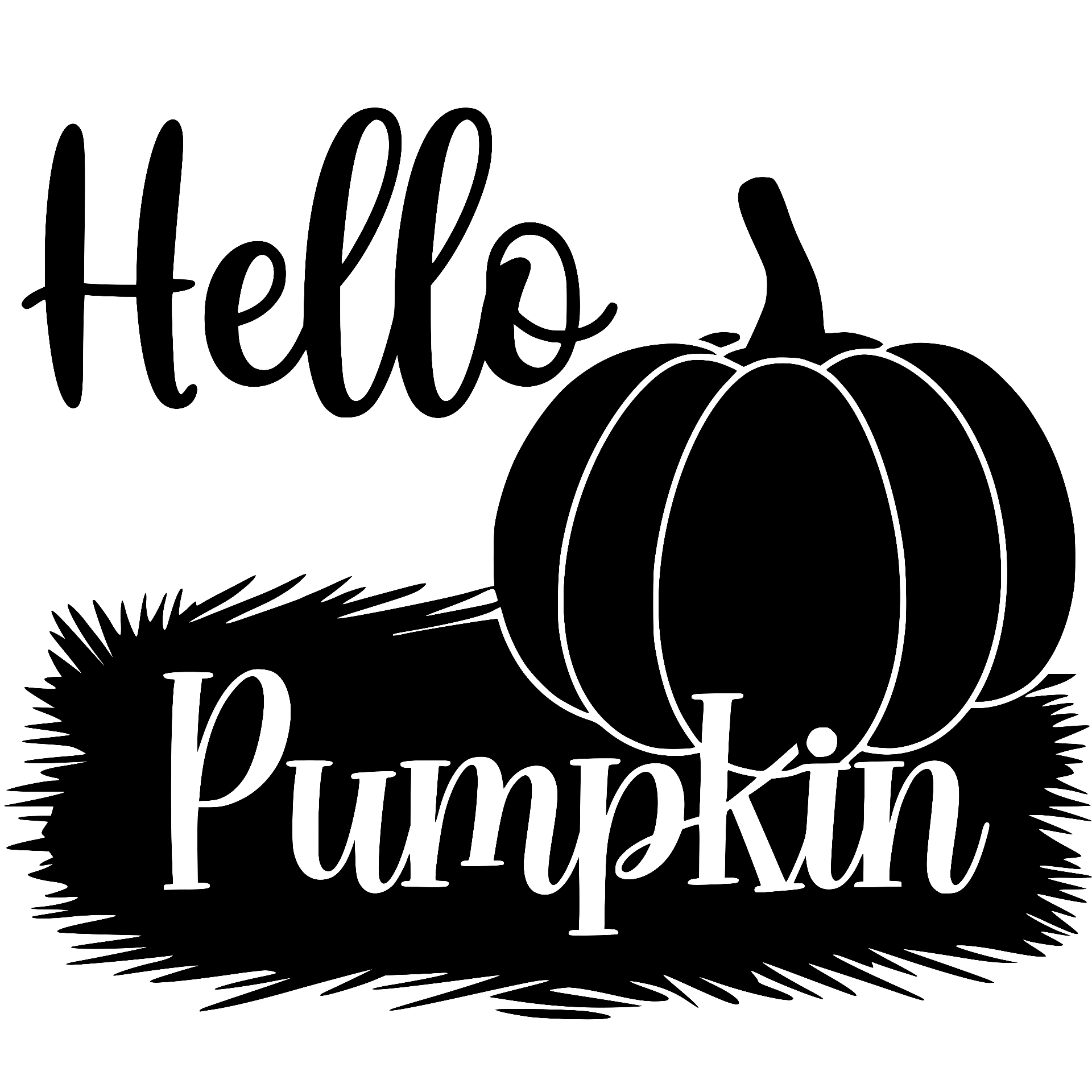 Hello Pumpkin script with pumpkin on hay