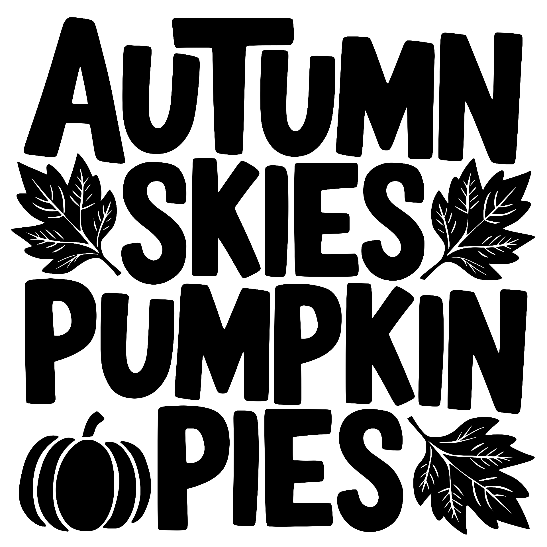 Bold Autumn Skies Pumpkin Pies with leaves and pumpkin