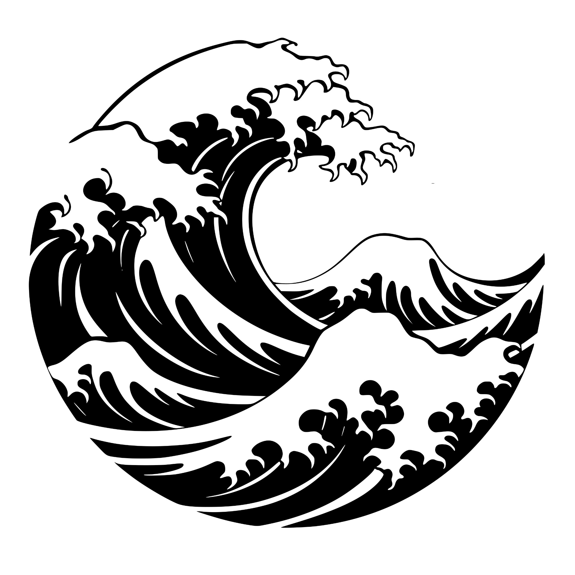 Great wave in a circle silhouette