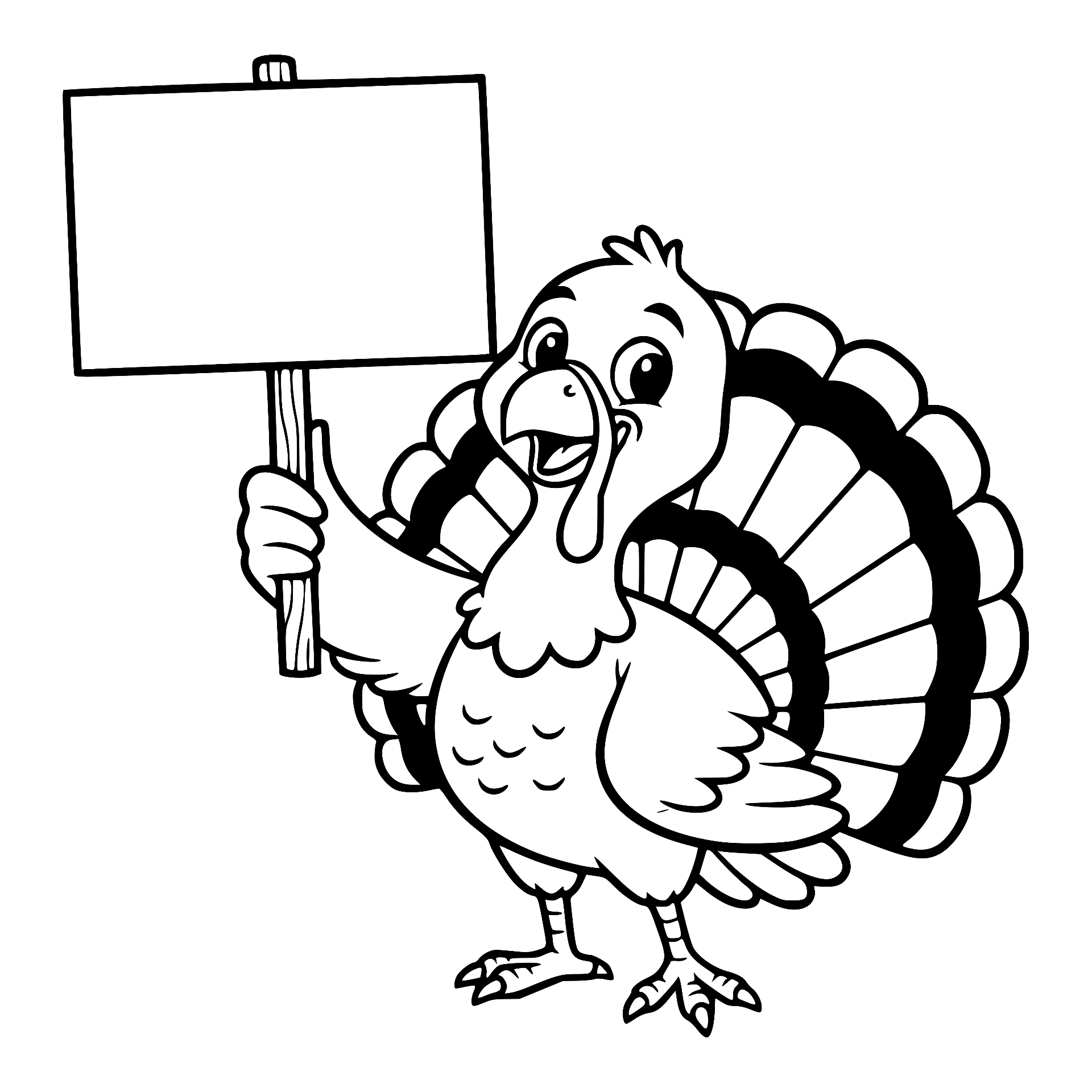 Turkey holding a blank picket sign
