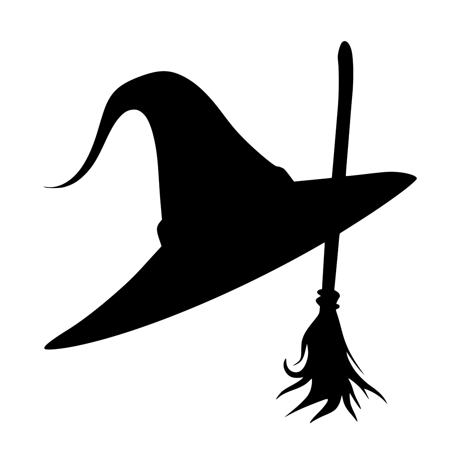 Witch hat with a broom silhouette