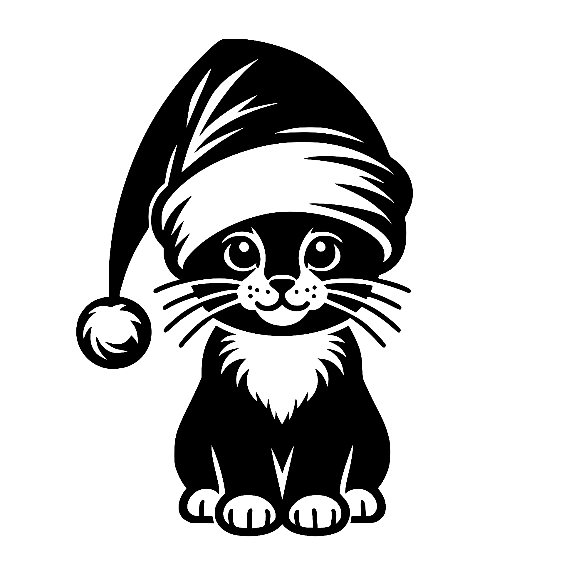 Domestic shorthair cat wearing a Santa hat