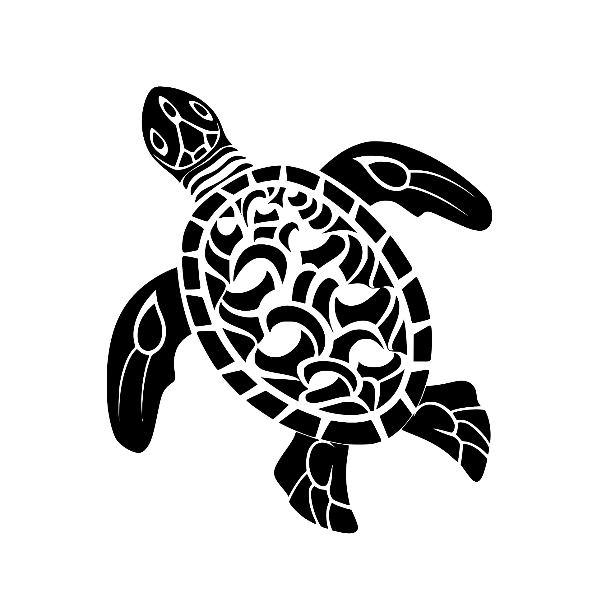 Tribal patterned sea turtle silhouette