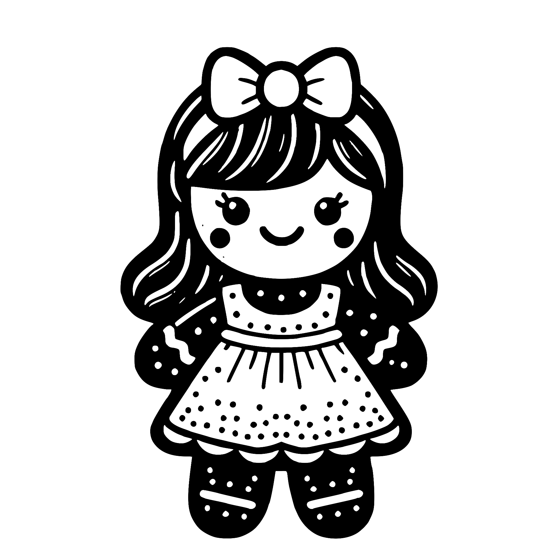 Gingerbread girl with a bow and polka-dot dress