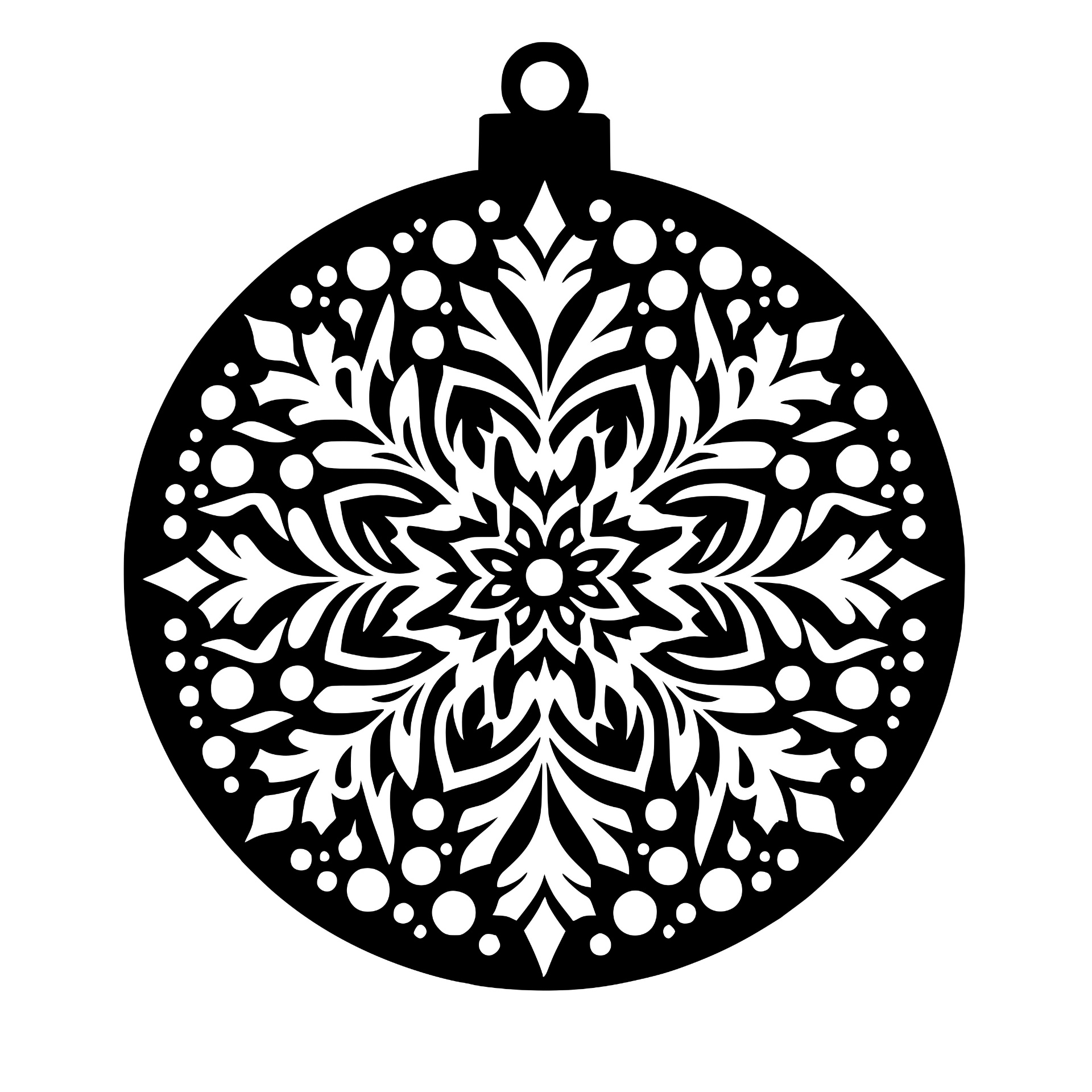 Round ornament with intricate snowflake design