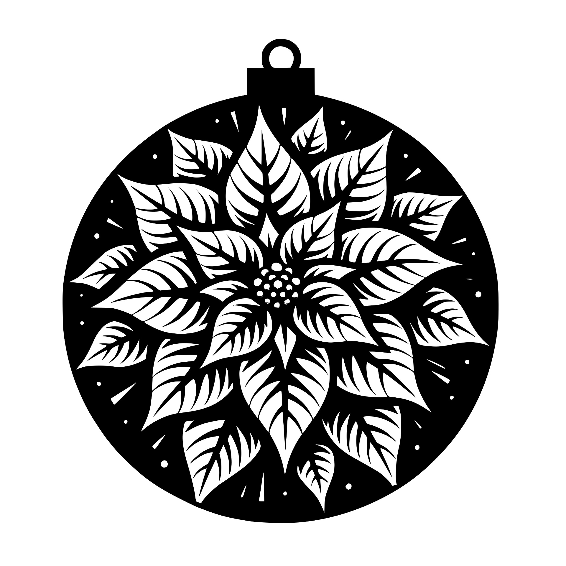 Round ornament with poinsettia flower design