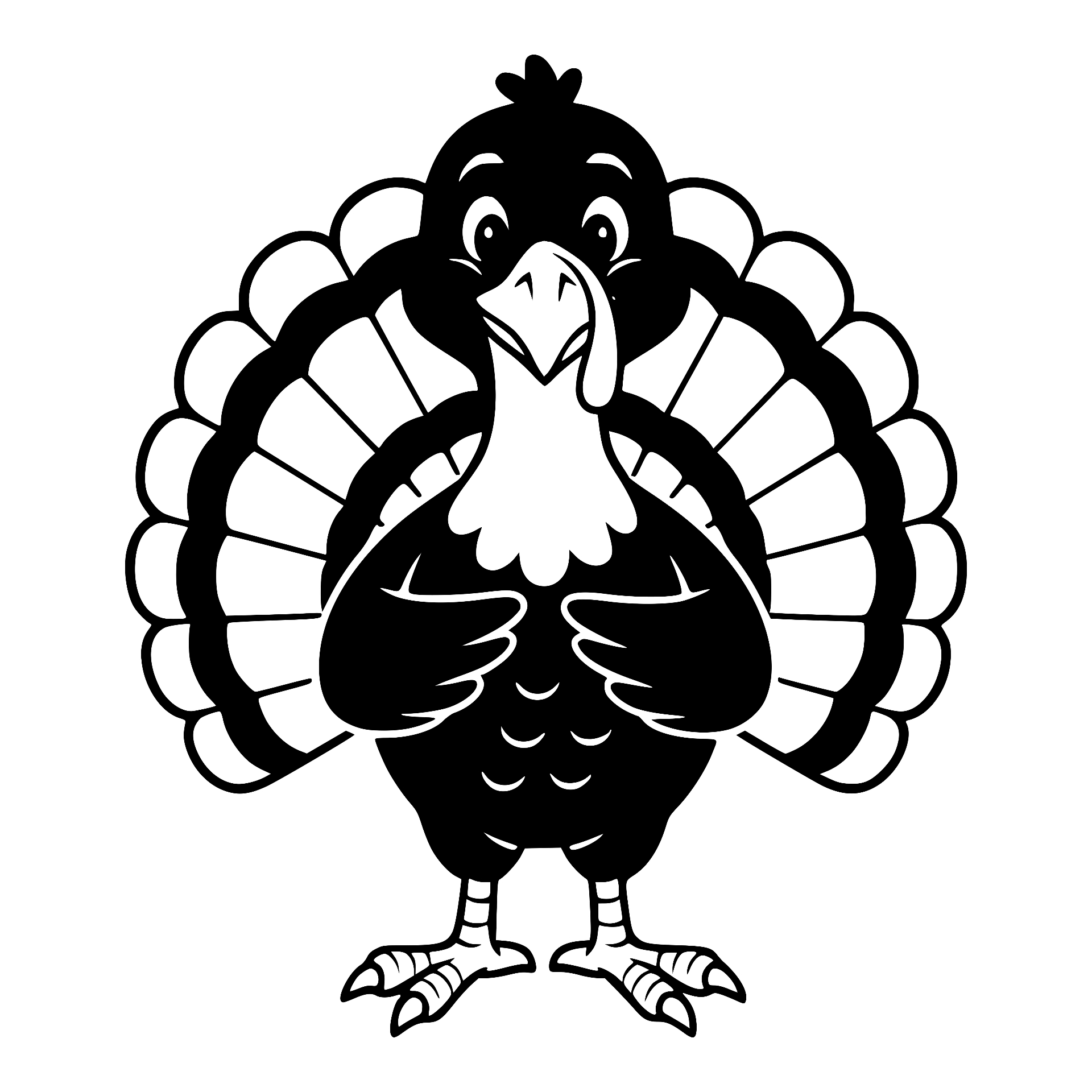 Bold front-facing turkey silhouette with fanned tail