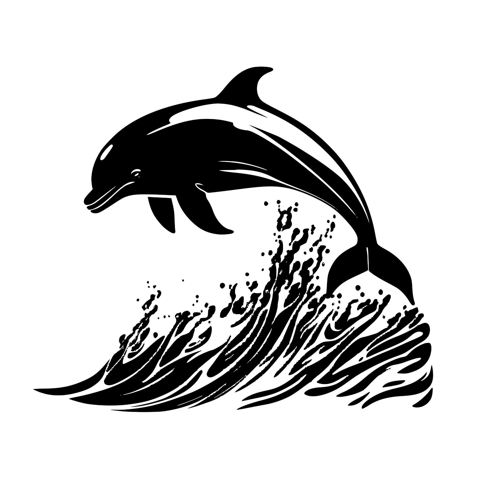 Dolphin jumping over ocean waves silhouette