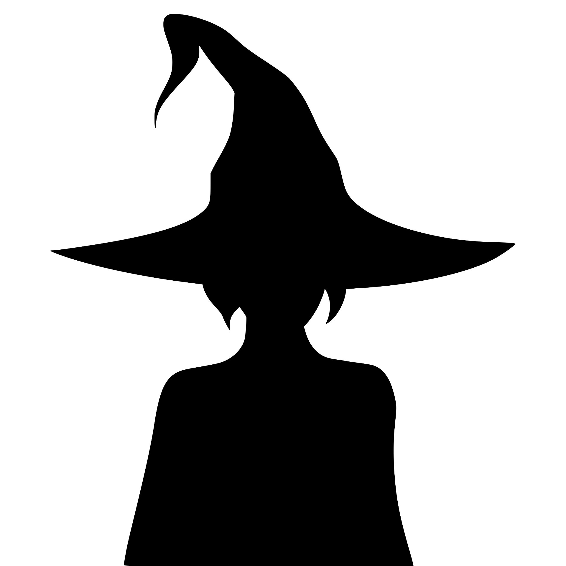 Faceless witch in a pointed hat silhouette