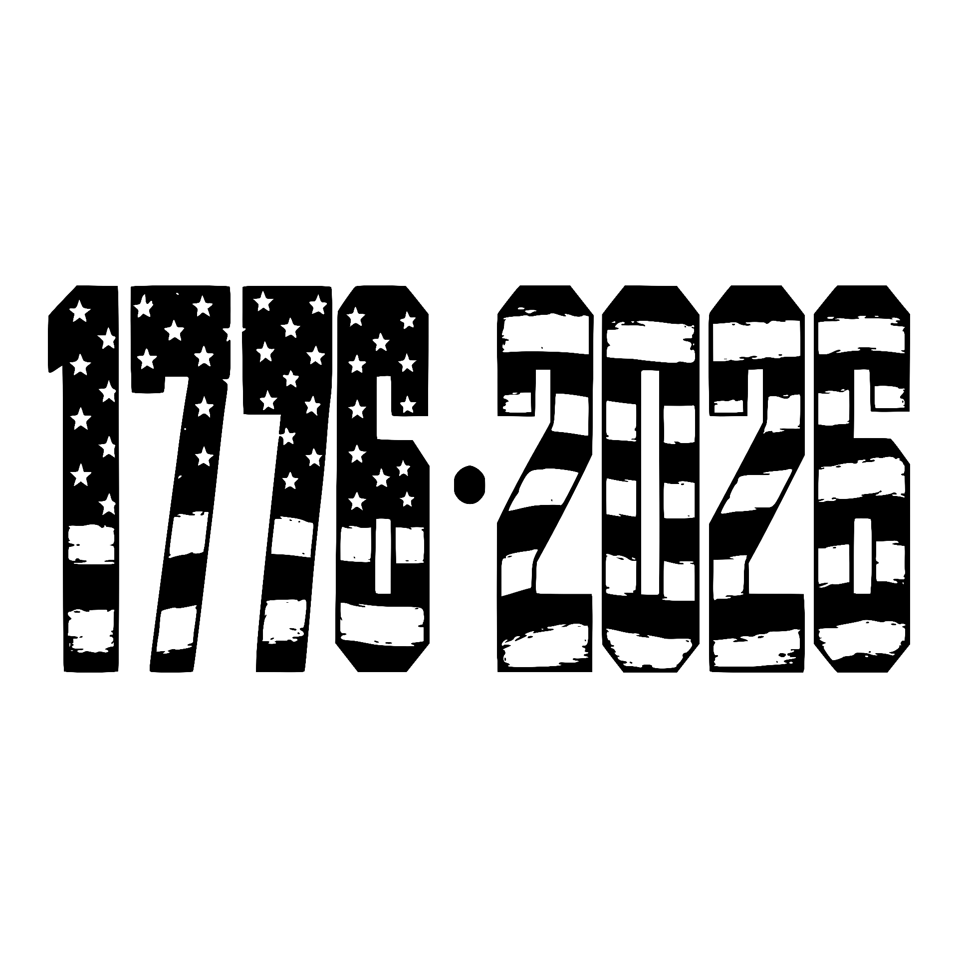 1776-2026 flag-filled numerals